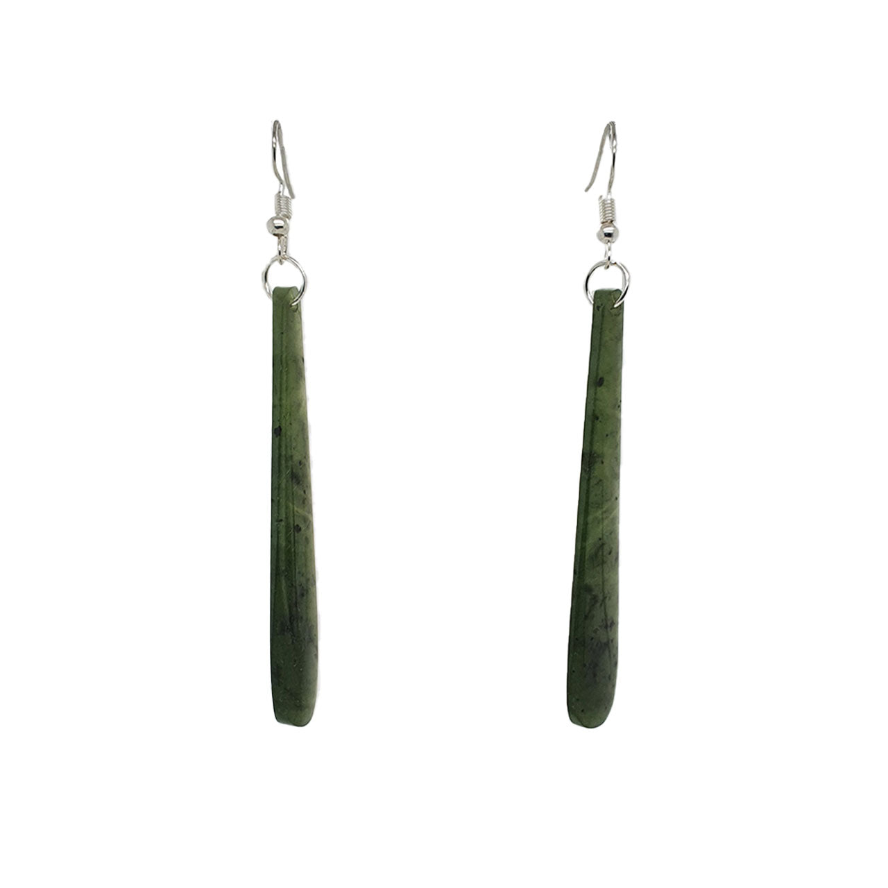 Sterling Silver Kawakawa Pounamu Drop Earrings