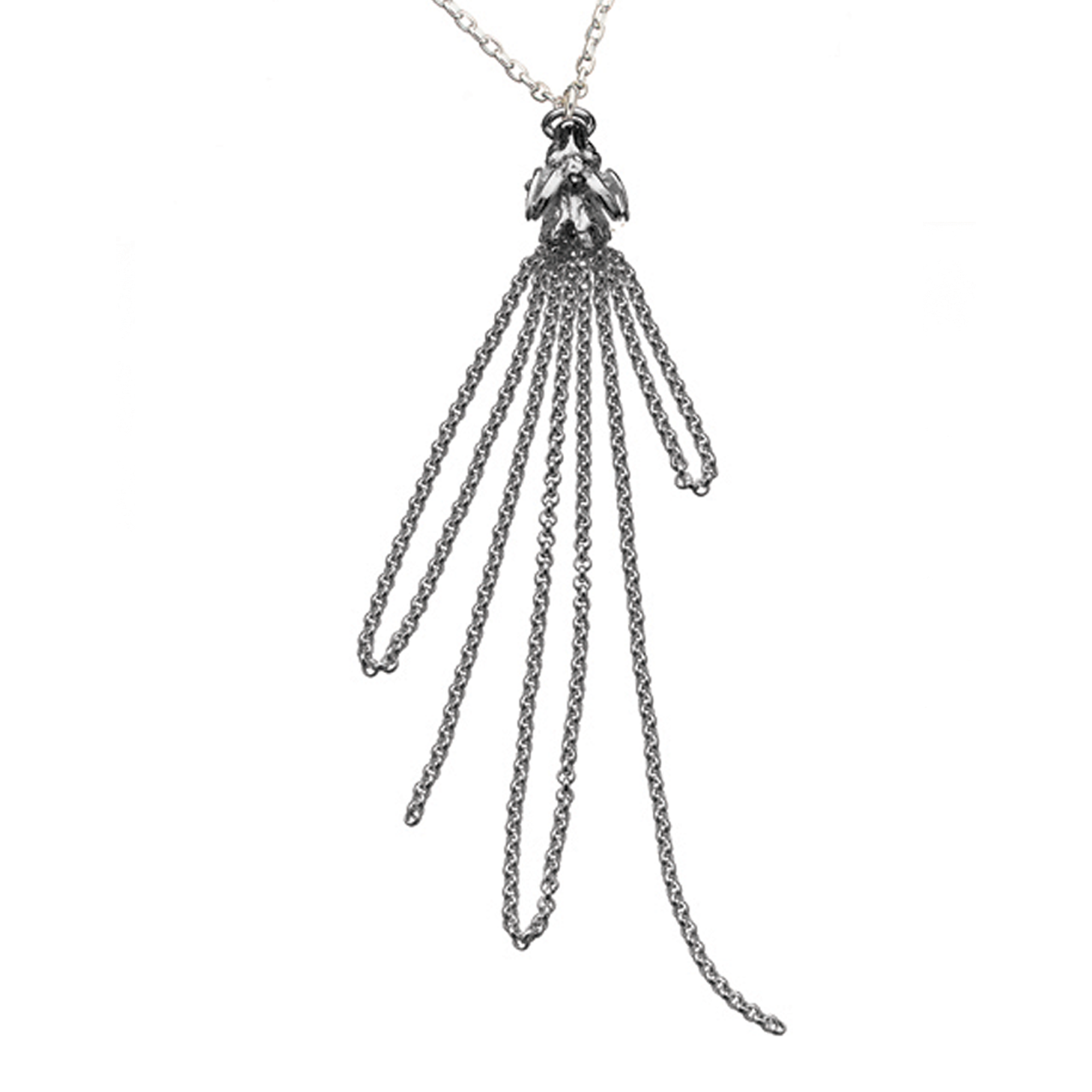 Sterling Silver Ram with Chain Drops Charm