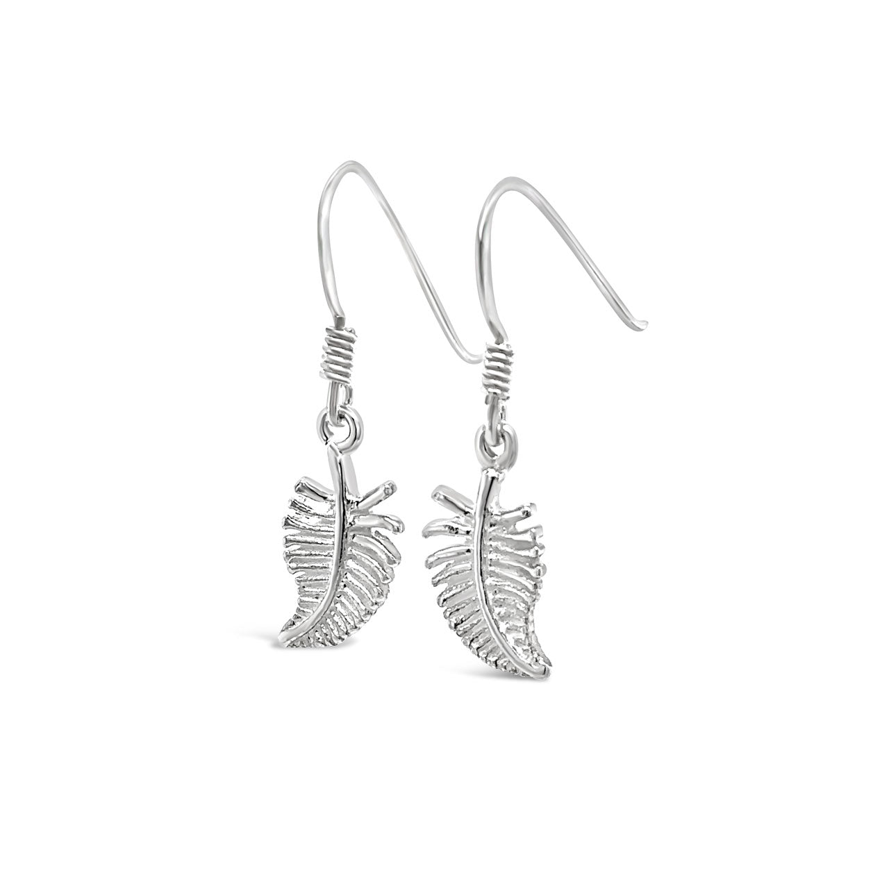 Sterling Silver Small Fern Drop Earrings