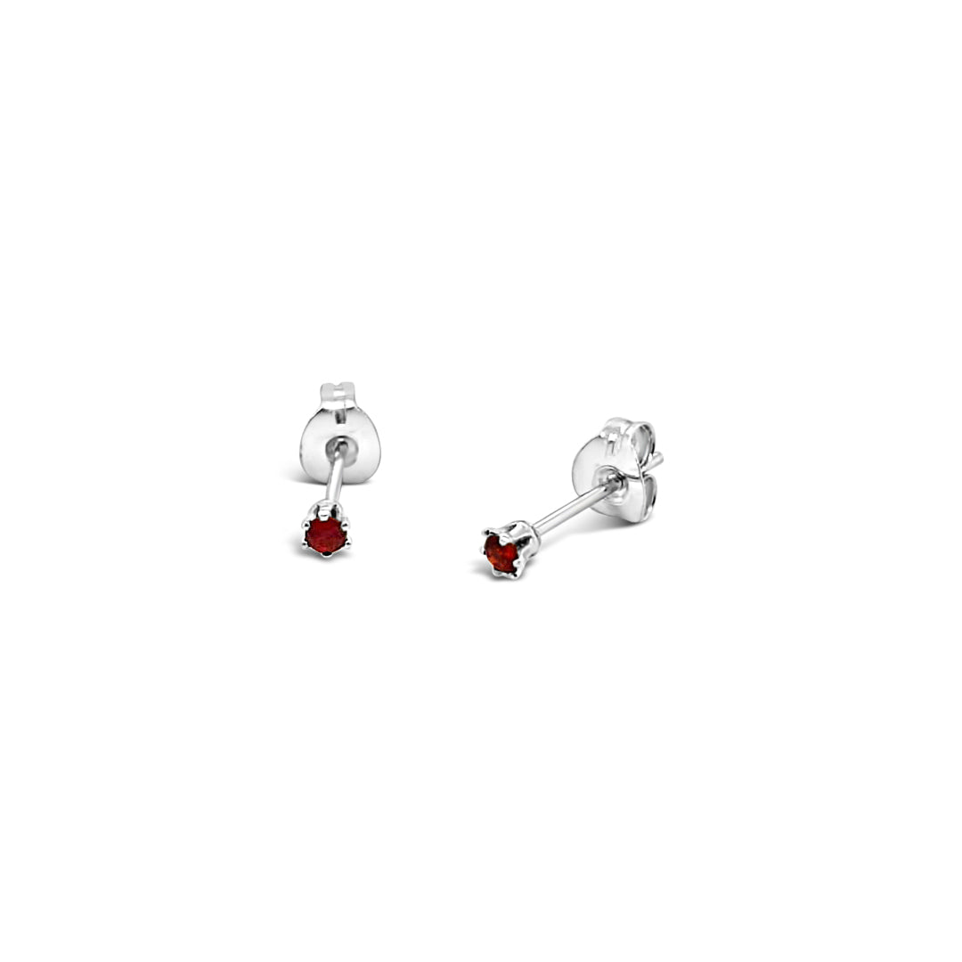 Sterling Silver 6 Claw 2mm Garnet Stud Earrings