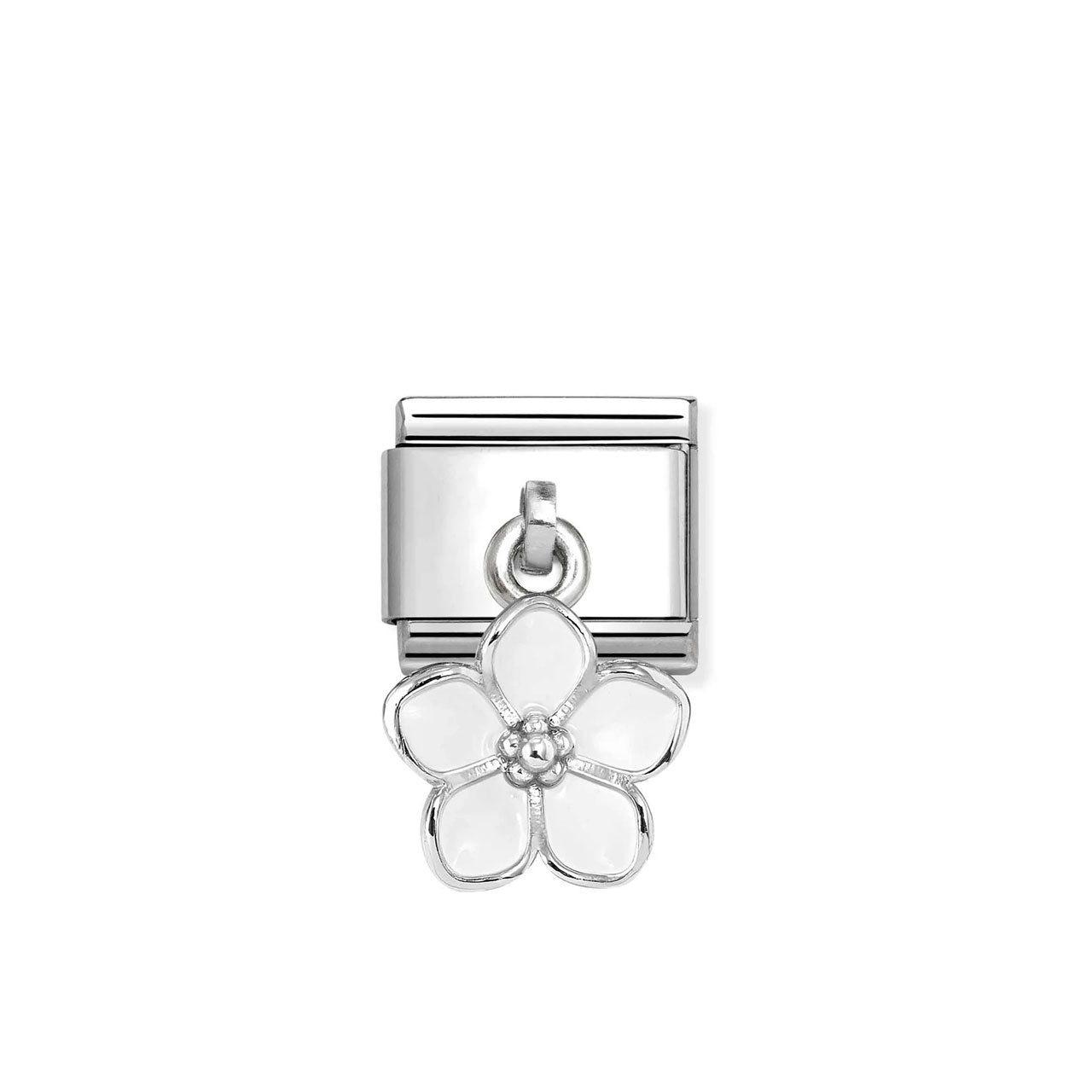 Composable Classic Link 331805/22 White Flower Pendant Charm In Silver
