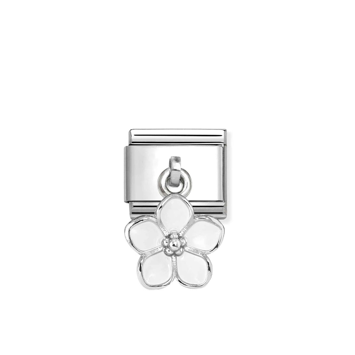 Composable Classic Link 331805/22 White Flower Pendant Charm In Silver