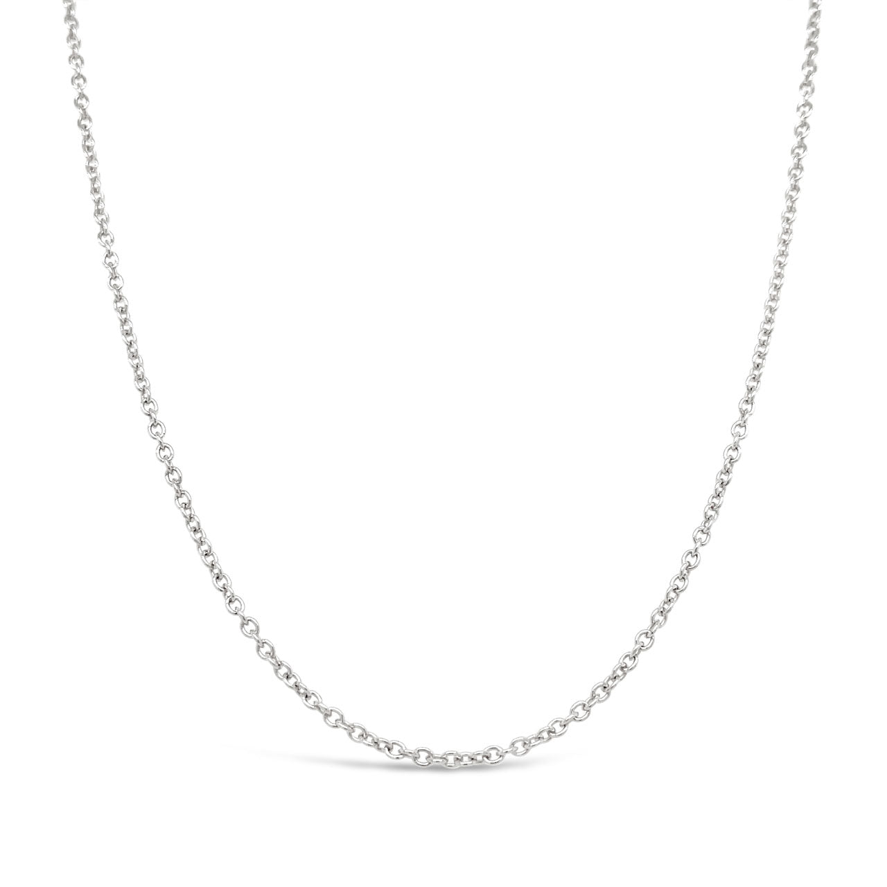 50cm Sterling Silver RCA40 Rhodium Plated Round Cable Chain