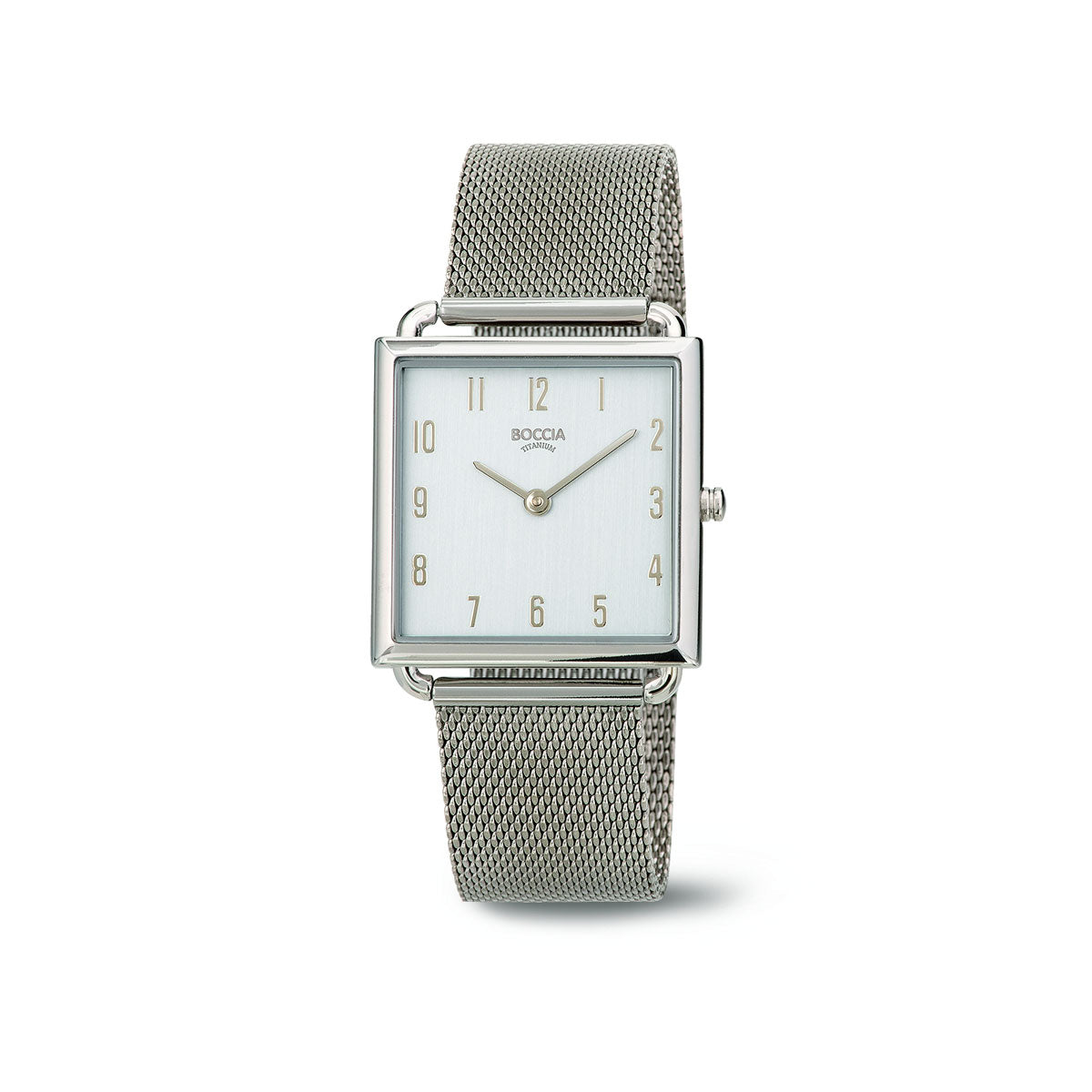 3305-04 - Ladies Titanium Square Dial Mesh Watch