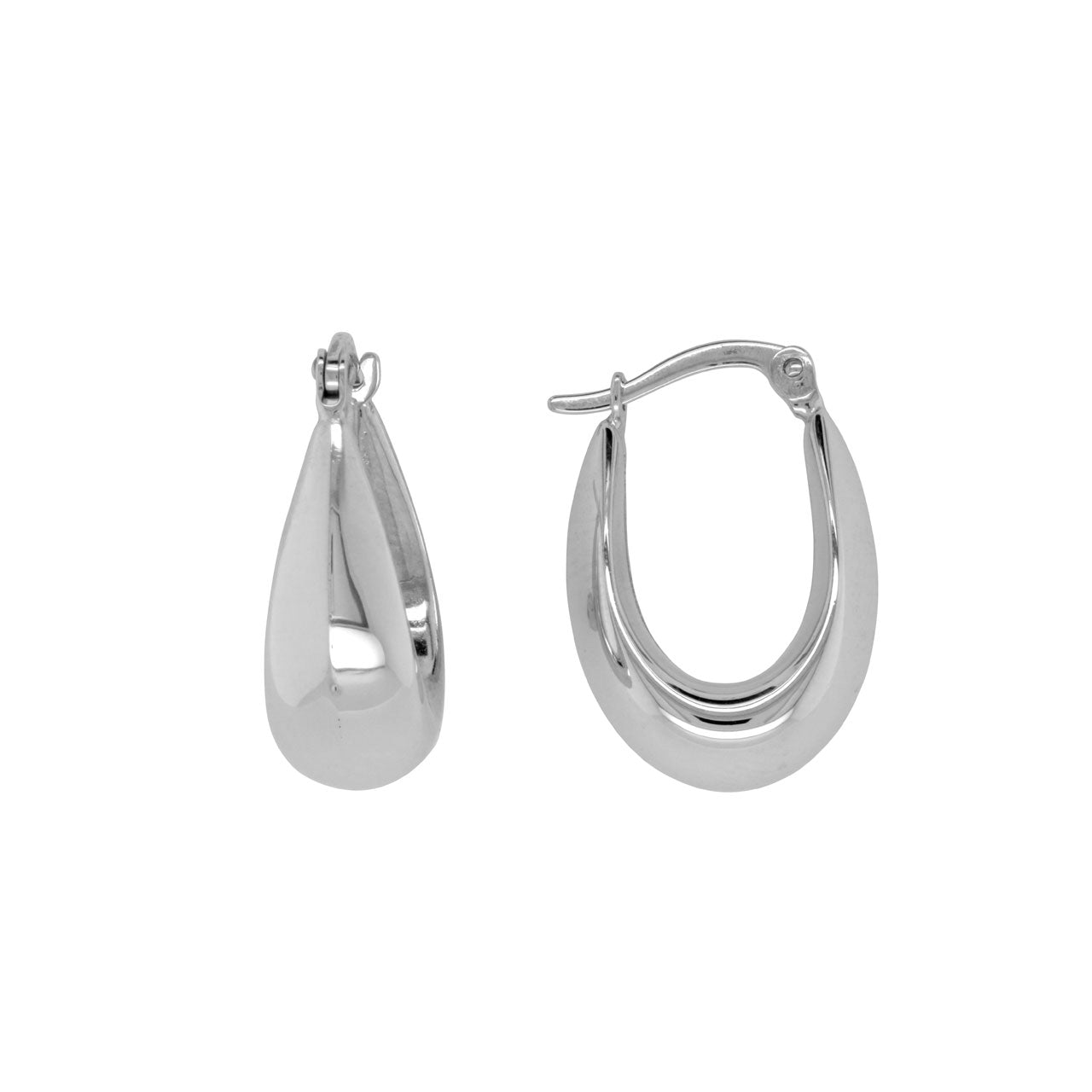 9k White Gold & Silver Bonded Tear Drop Hoop Earrings