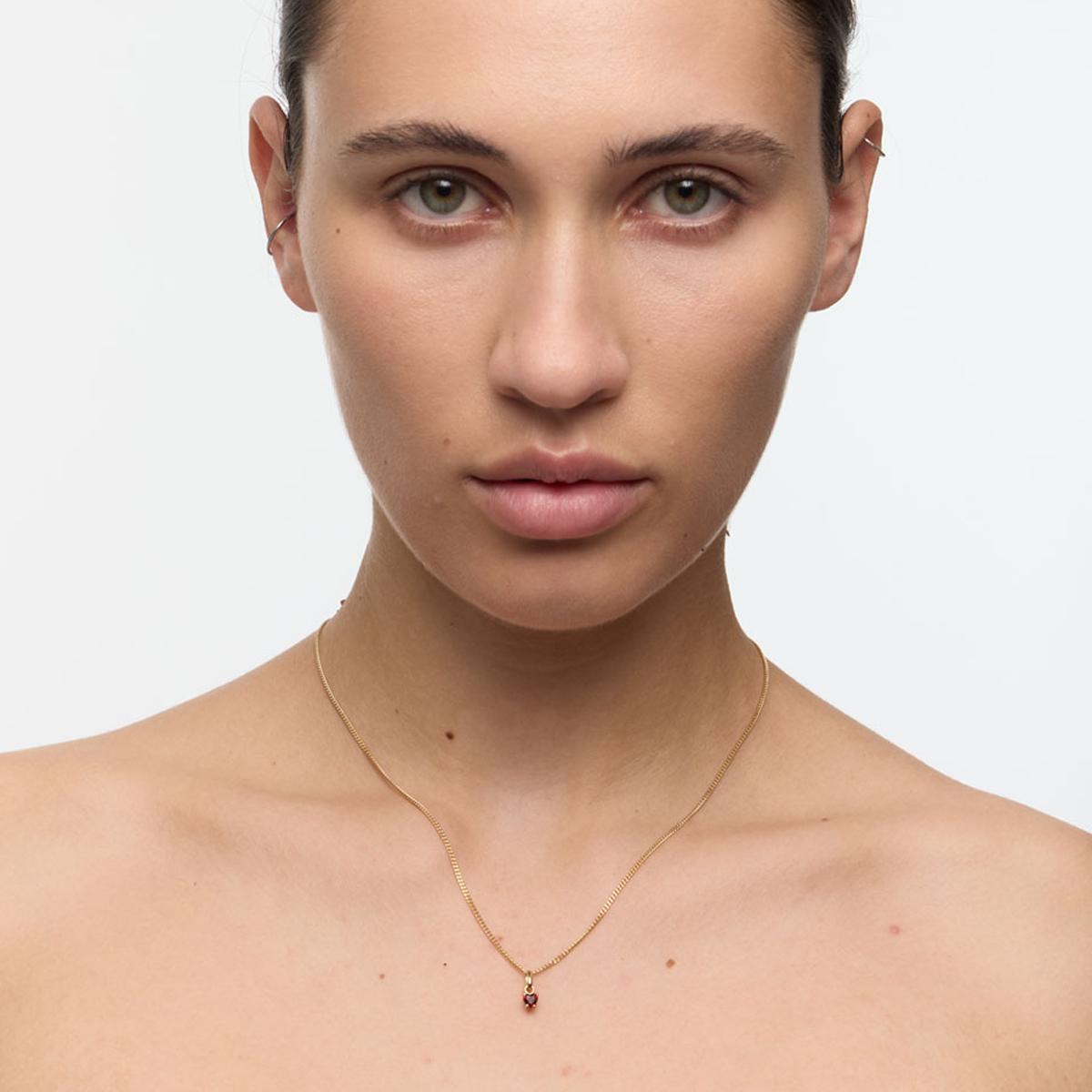 Sterling Silver Gold Plated Micro Heart Jewel Necklace