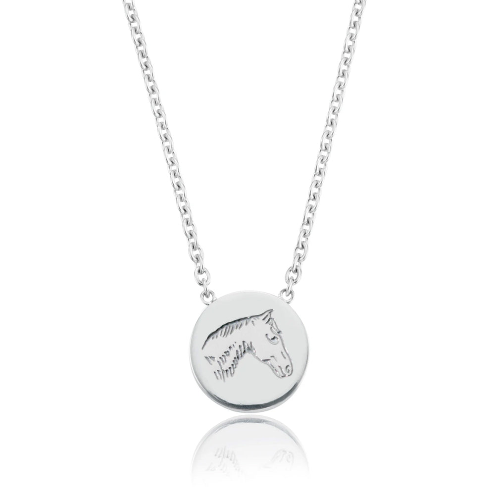 Pony Disc Necklace in Sterling Silver