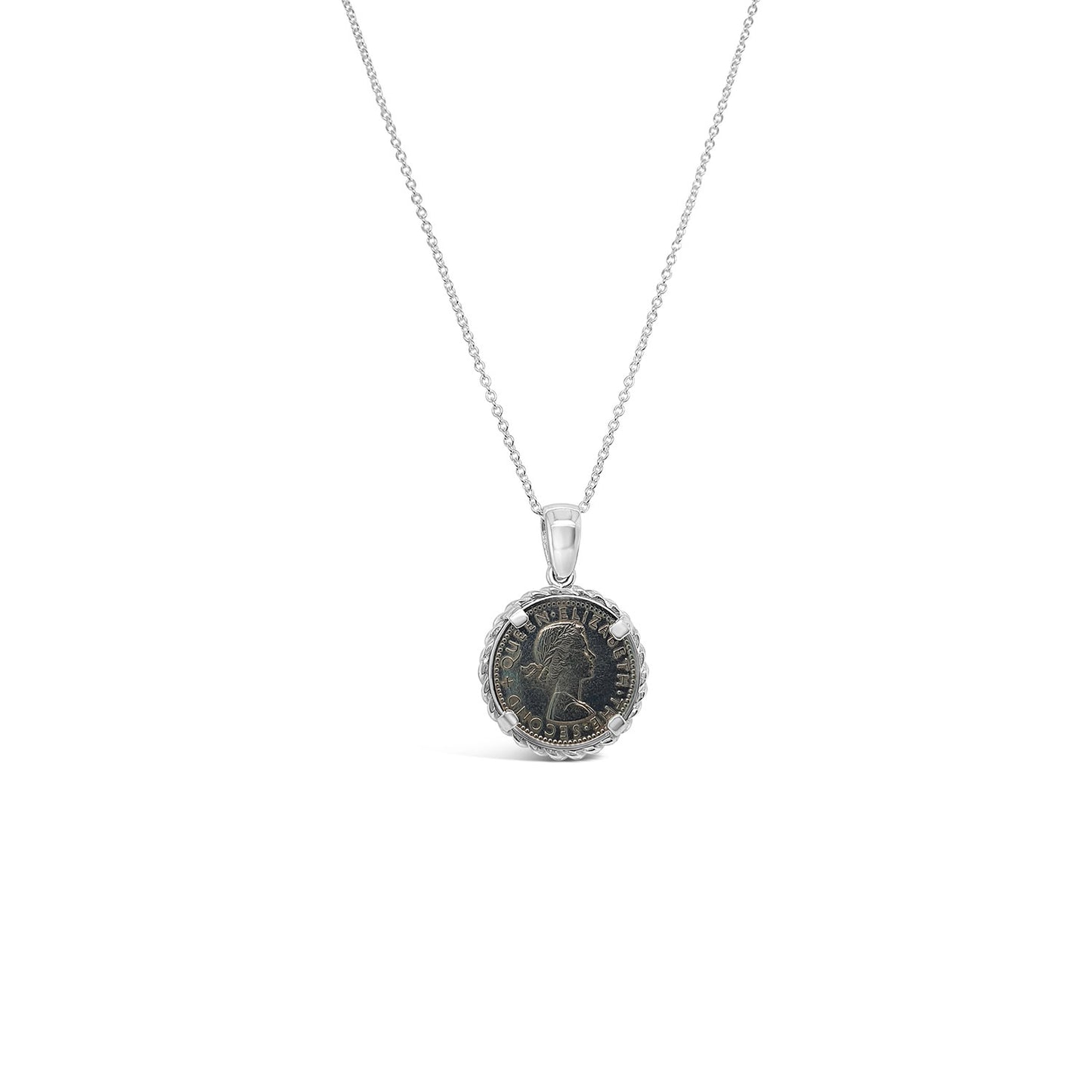 Sterling Silver Twist Wire NZ Thruppence Pendant