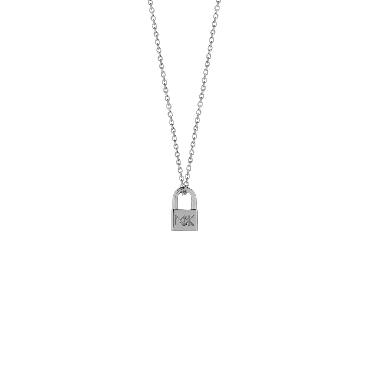 Sterling Silver Small Lock Charm Necklace