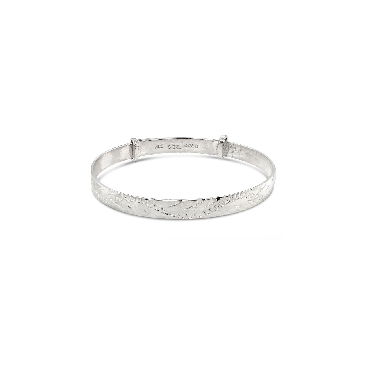Sterling Silver Engraved Expanding Christening Bangle