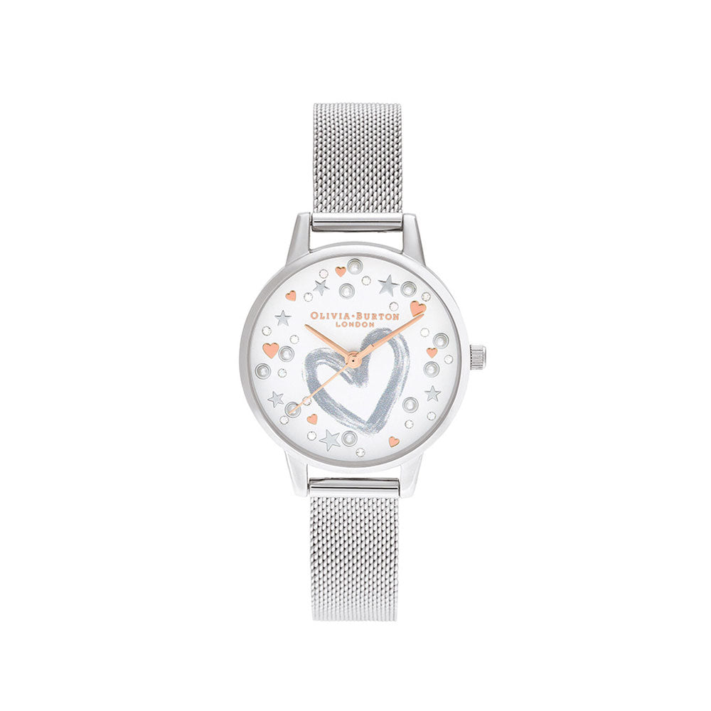 You Have My Heart Rose Gold & Silver Mesh Watch