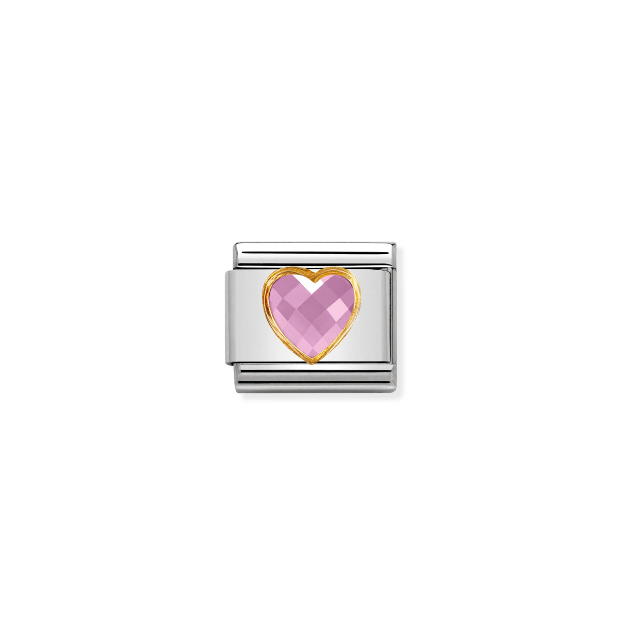 Composable Classic Link 030610/003 Pink Faceted Heart CZ In 18k Gold