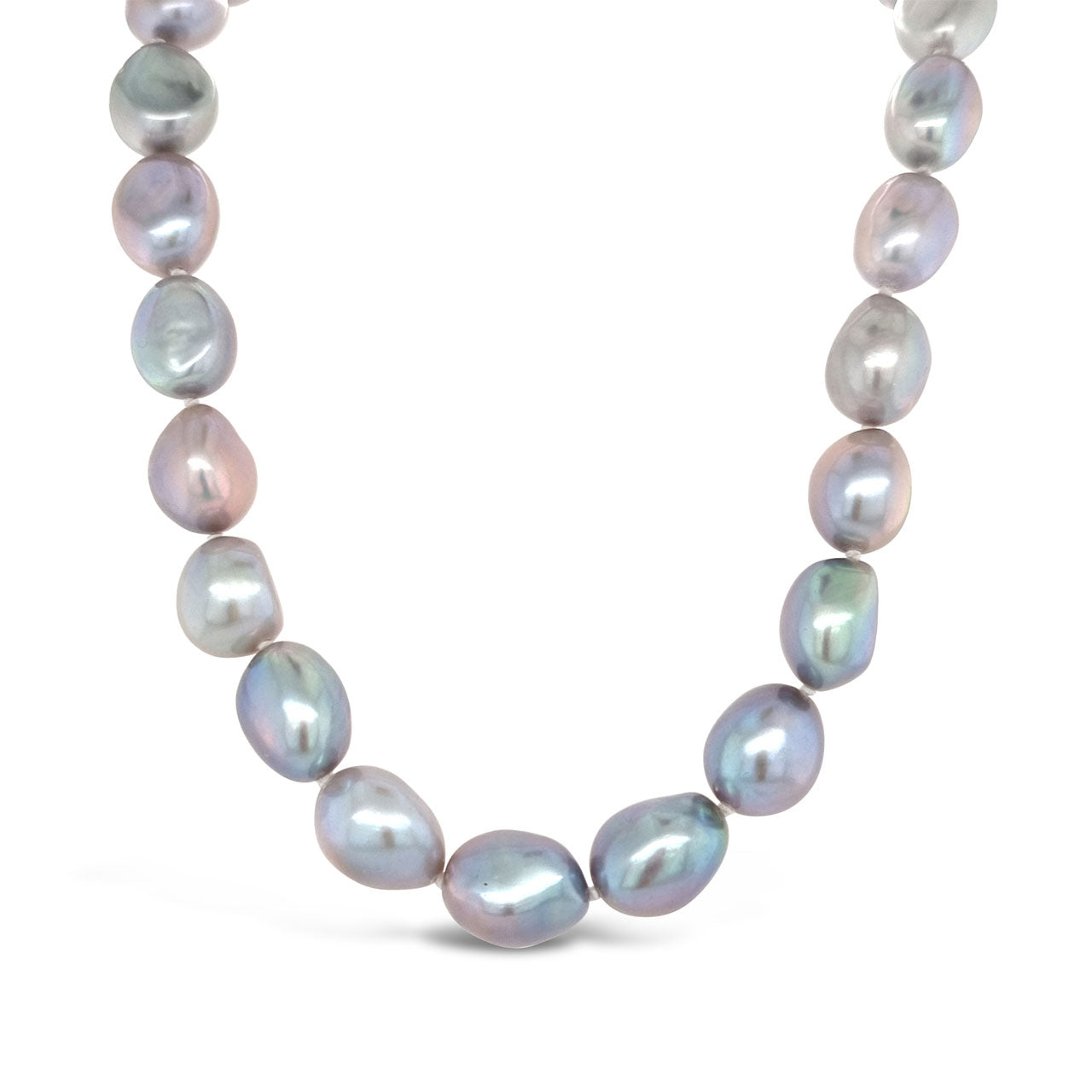 Sterling Silver Dyed Silver 10.5-11.5mm Fresh Water Pearl Necklace