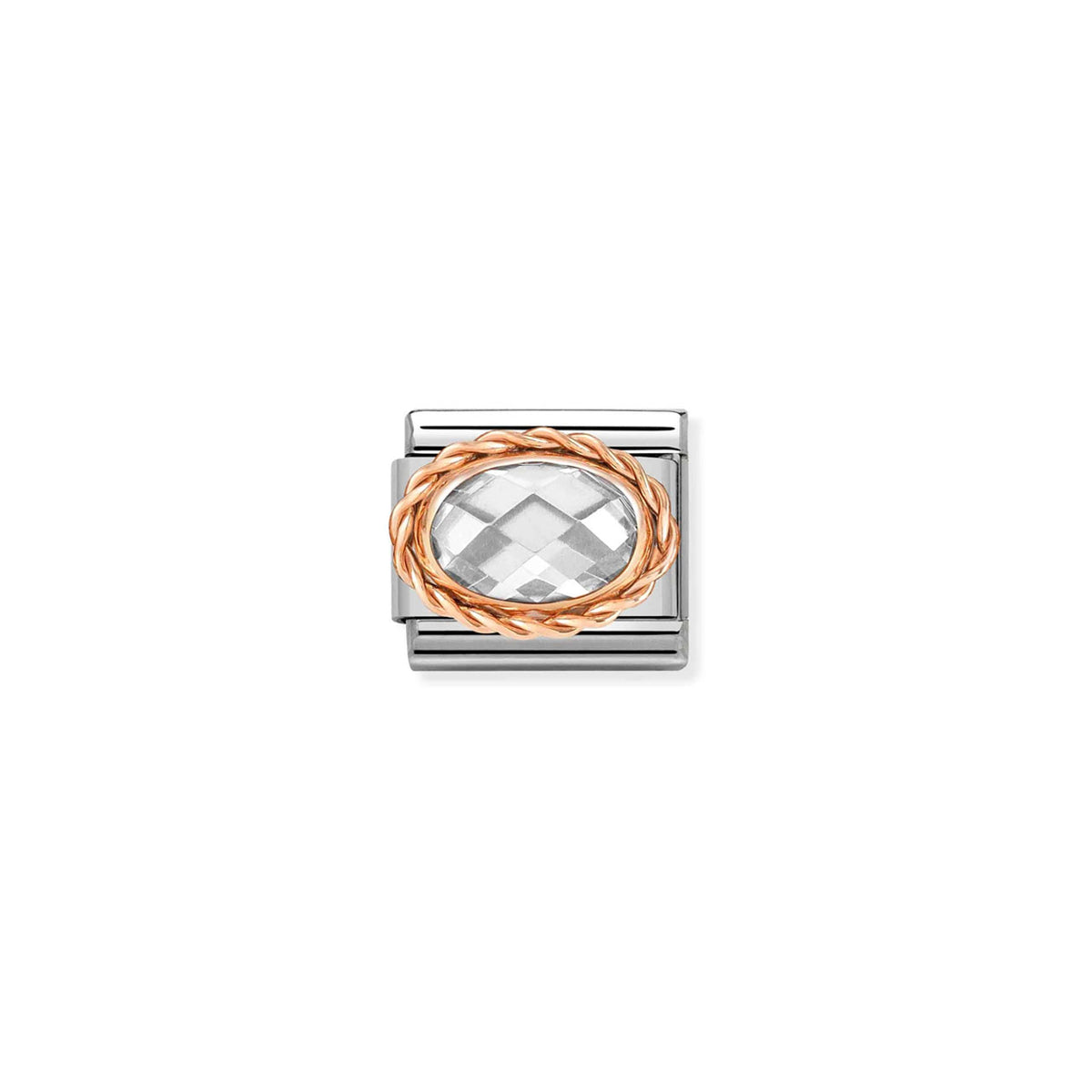 Composable Classic Link 430603/010 Oval Faceted CZ White In 9K Rose Gold