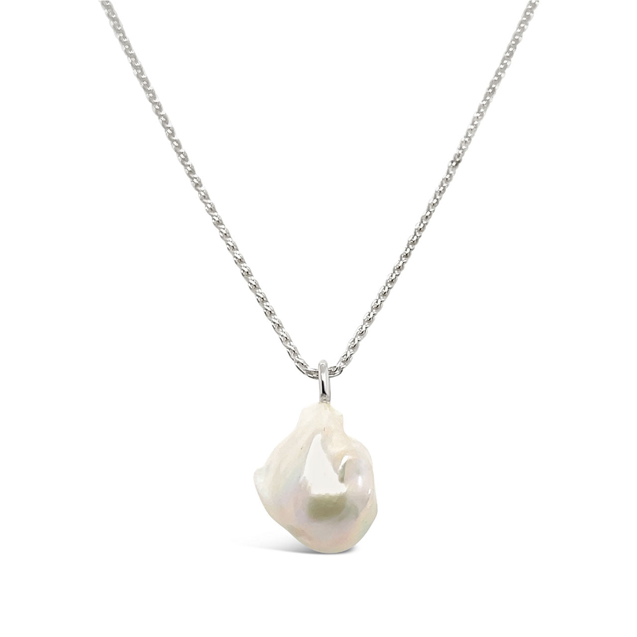 White Nucleated Baroque Drop Fresh Water Pearl Pendant
