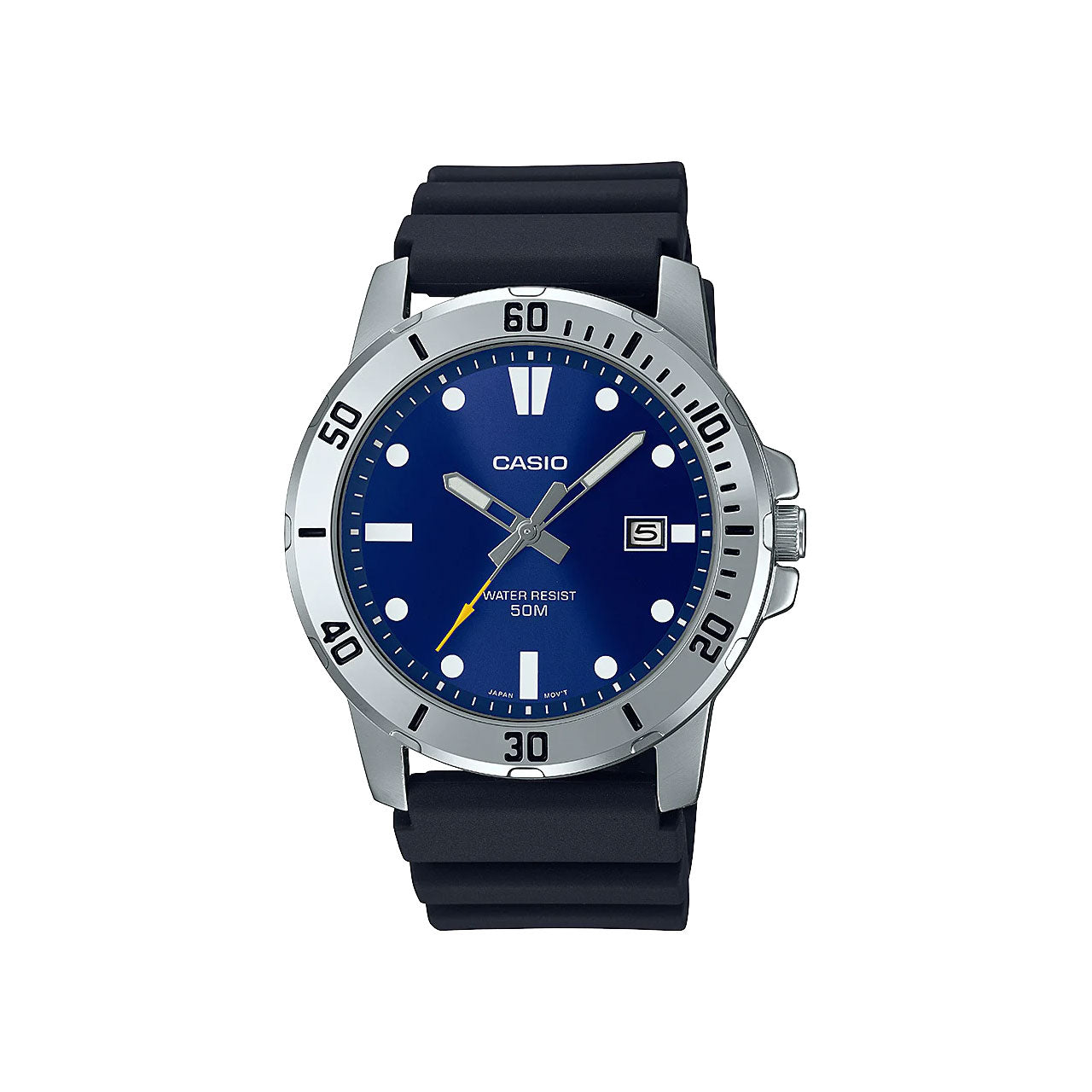 Casio Mens Stainless Steel & Resin Strap Watch - MTPVD01-2E