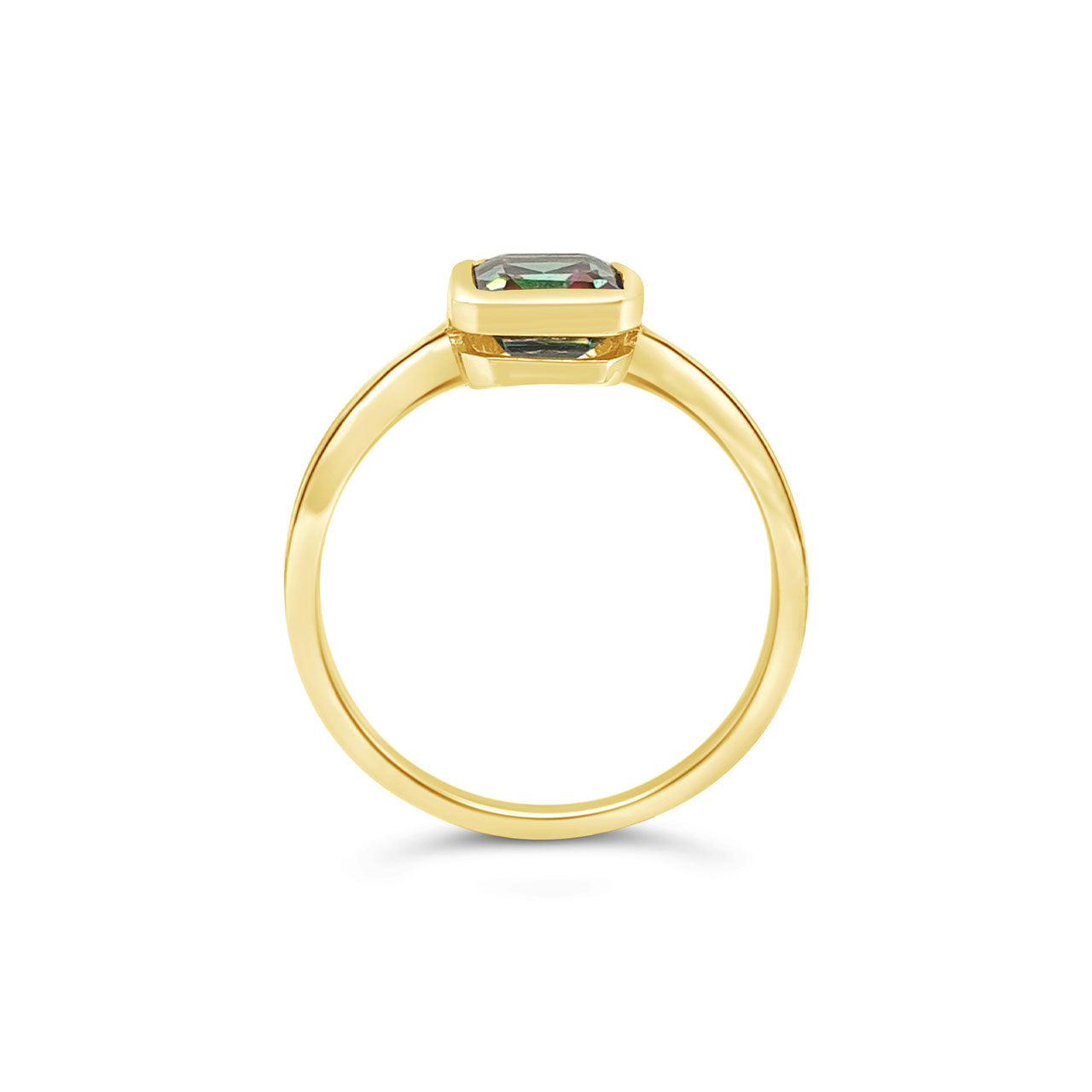 9k Yellow Gold Mystic Topaz Rubover Ring