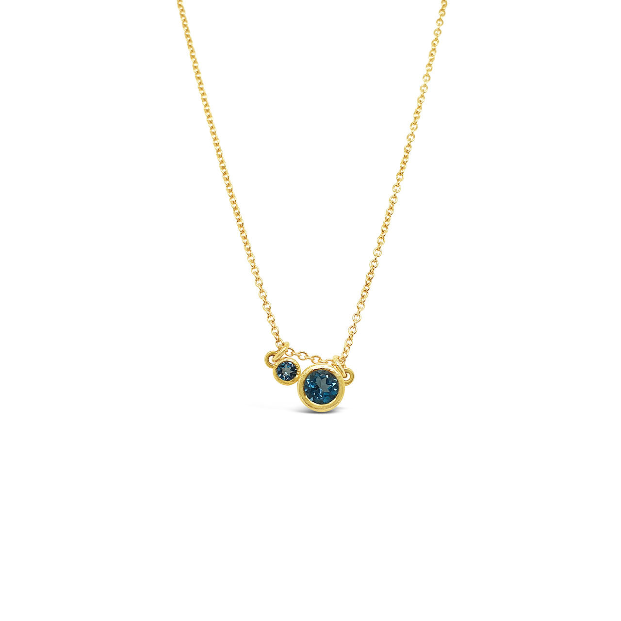 9k Yellow Gold 2 Stone Bezel Set Topaz Necklace