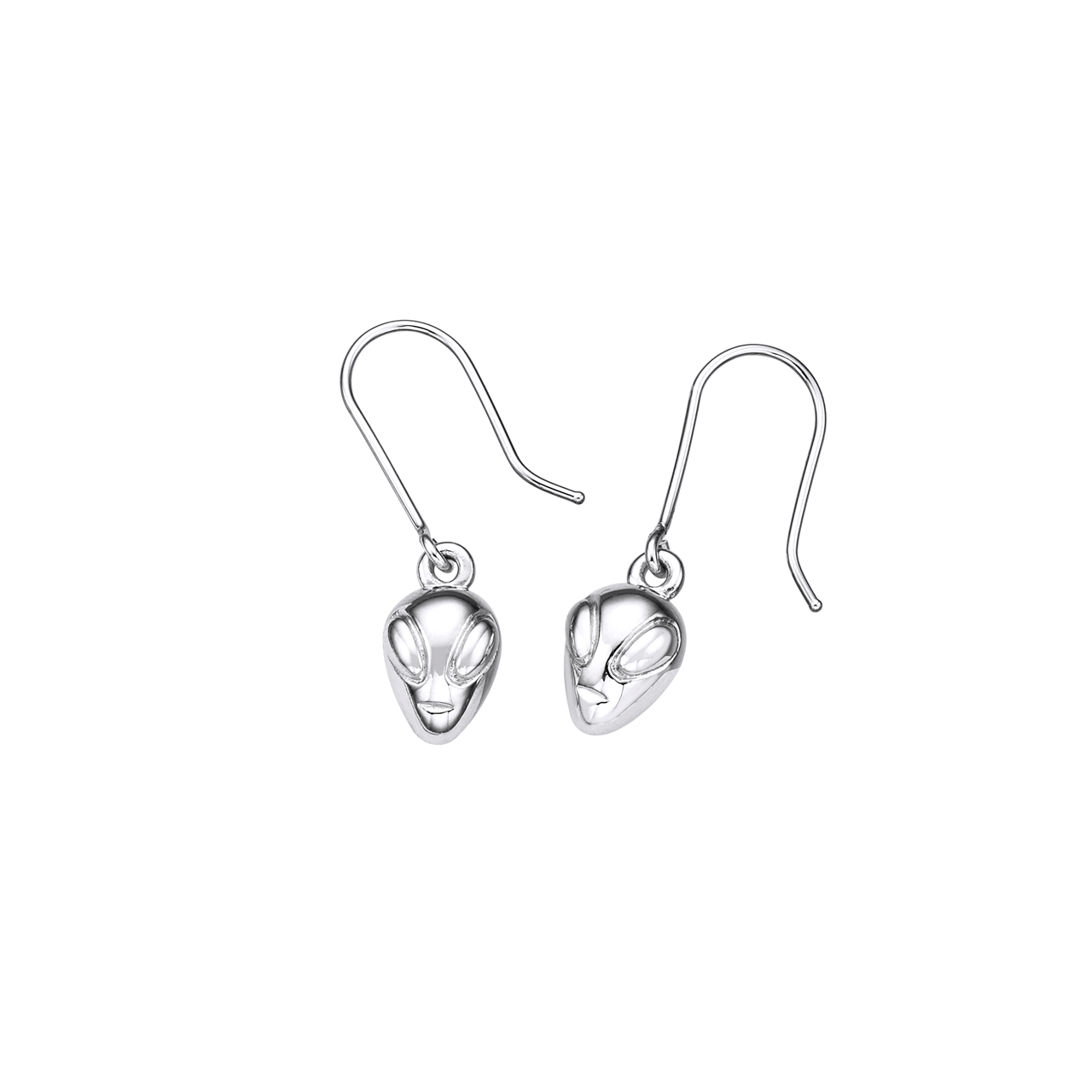 Sterling Silver Alien Head Hook Earrings