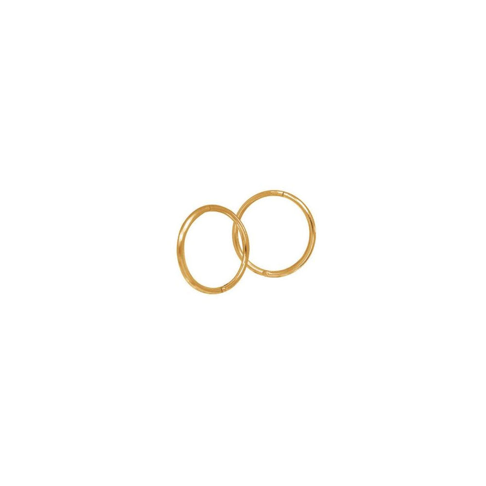 9k Yellow Gold 14mm Plain Sleeper Earrings