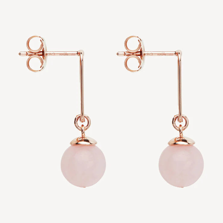 Alba Rose Quartz Earrings - Rose Gold Plated