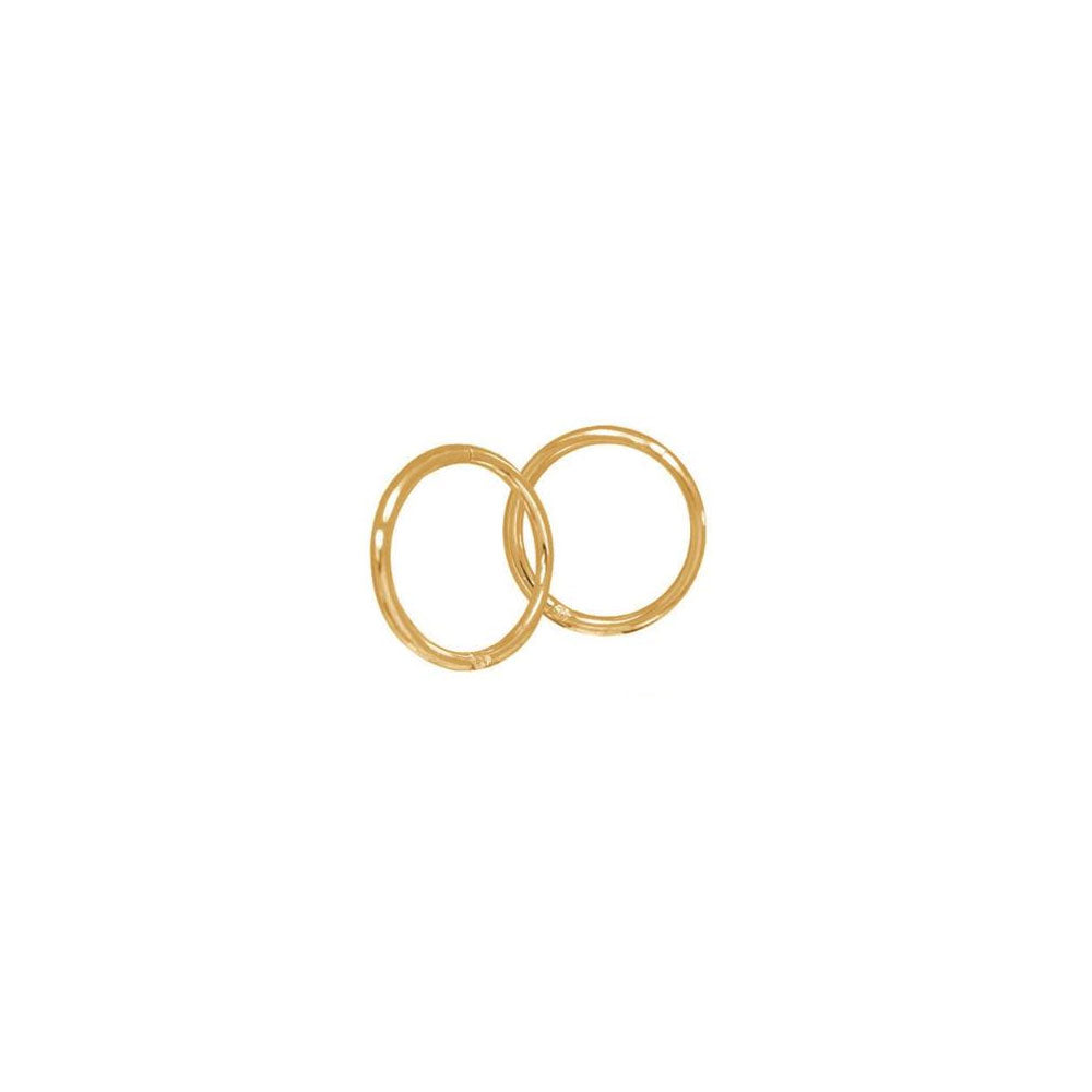 9k Yellow Gold 12mm Plain Sleeper Earrings