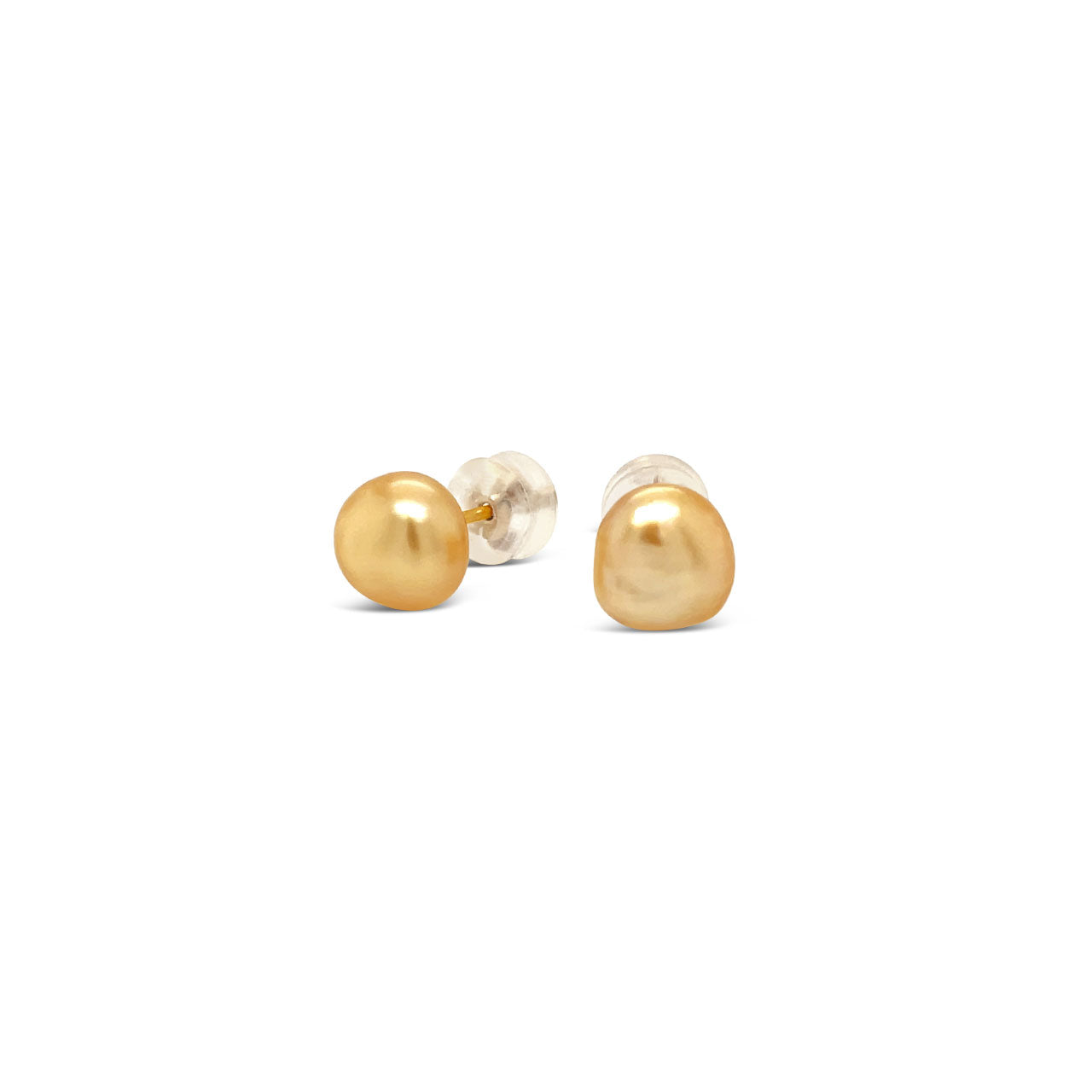 8mm South Sea Keshi Pearl 9k Yellow Gold Stud Earrings
