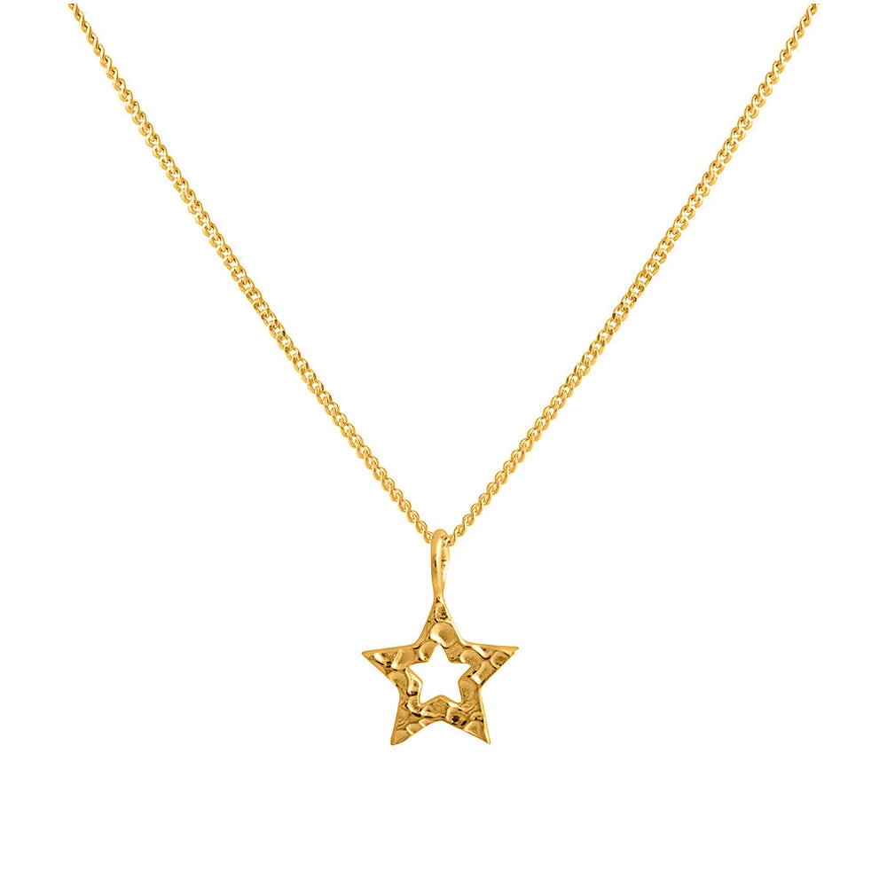 Gold Plated Hammered Star Necklace