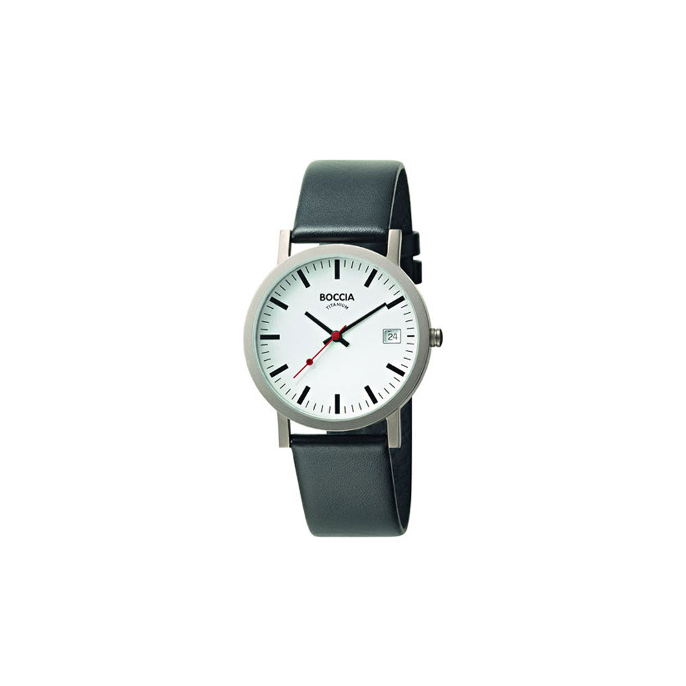 3538-01 - Mens Titanium Dress Watch with Black Leather Strap