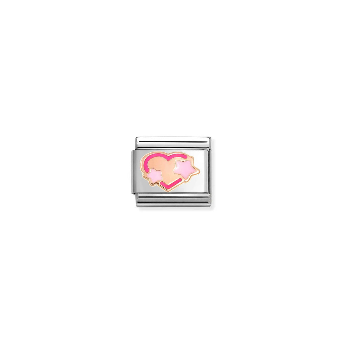Composable Classic Link 430202/41 Pink Heart With Stars In 9K Rose Gold & Enamel