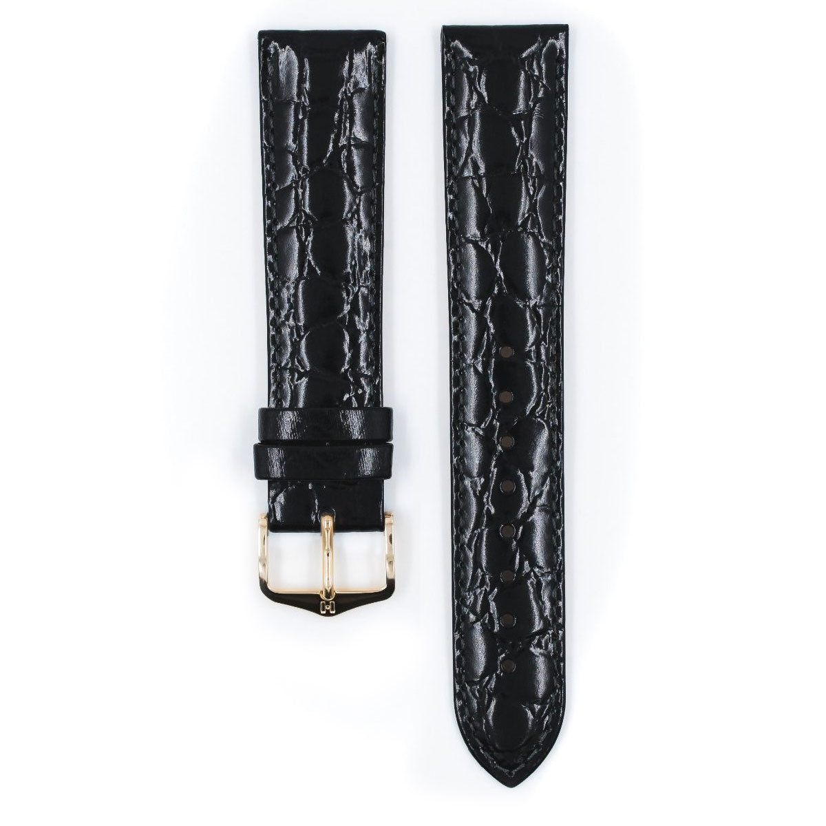 Crocograin - 20mm Black Medium Leather Watch Strap