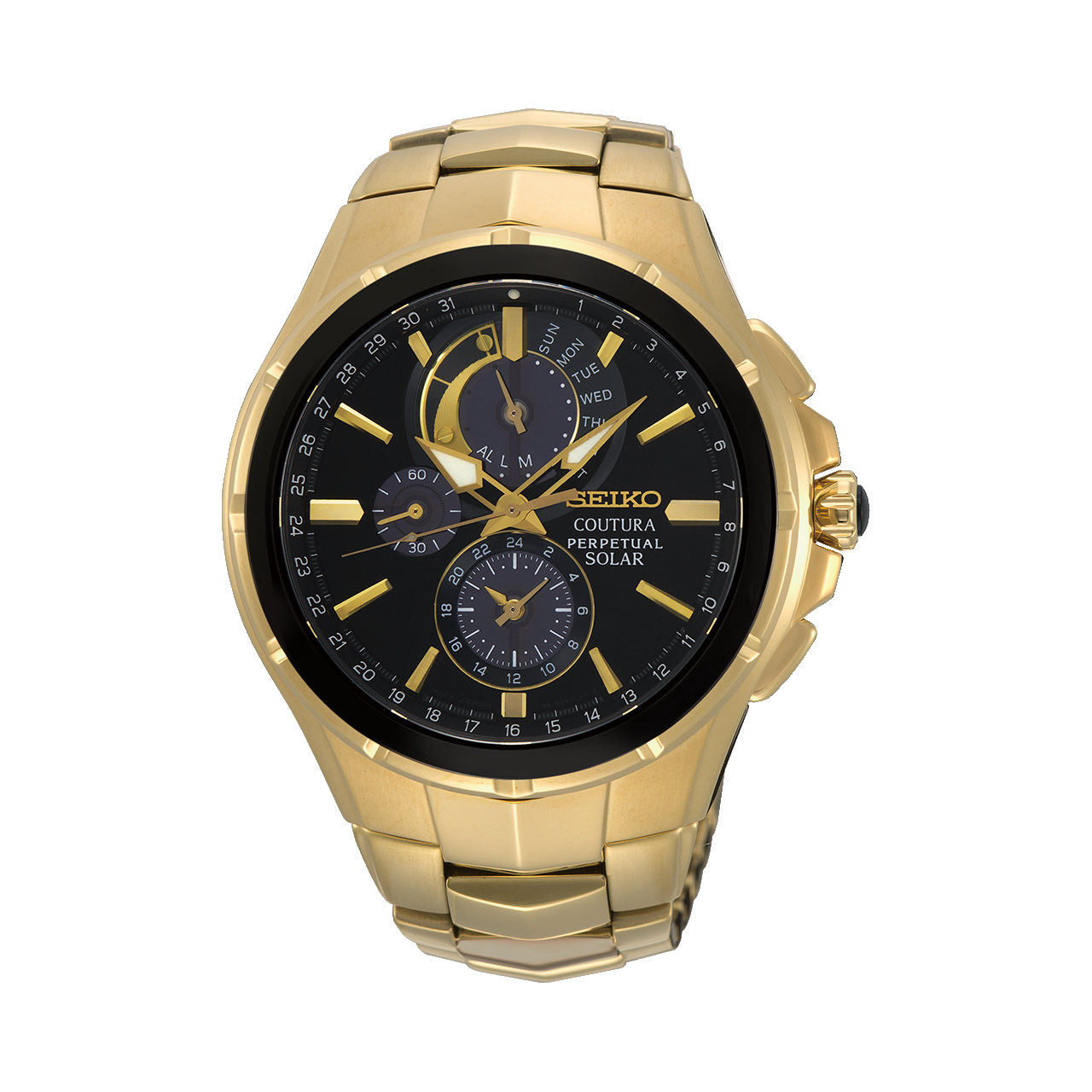 Seiko - SSC700P-9 Mens Gold Plated Perpetual Calendar Coutura Solar Sports Watch