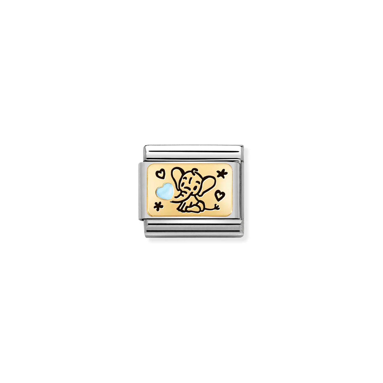 Composable Classic Link 030289/04 Light Blue Elephant in 18k Gold & Enamel