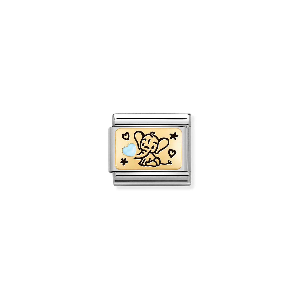 Composable Classic Link 030289/04 Light Blue Elephant in 18k Gold & Enamel