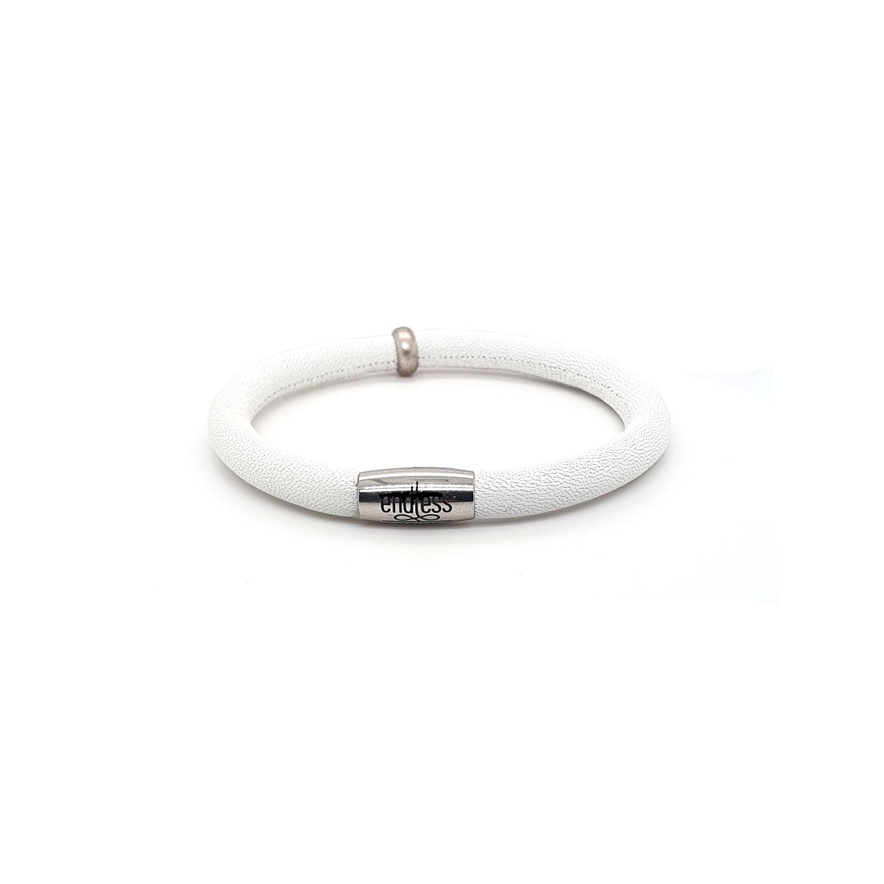 White Leather 21cm Wrap with Ring of Love Charm Bracelet