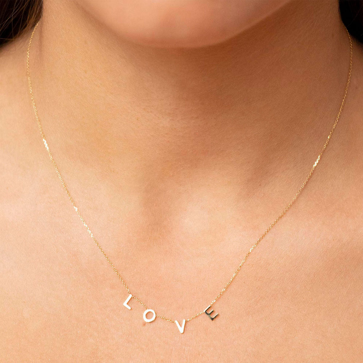 9k Yellow Gold 38cm-43cm 'Love' Necklace