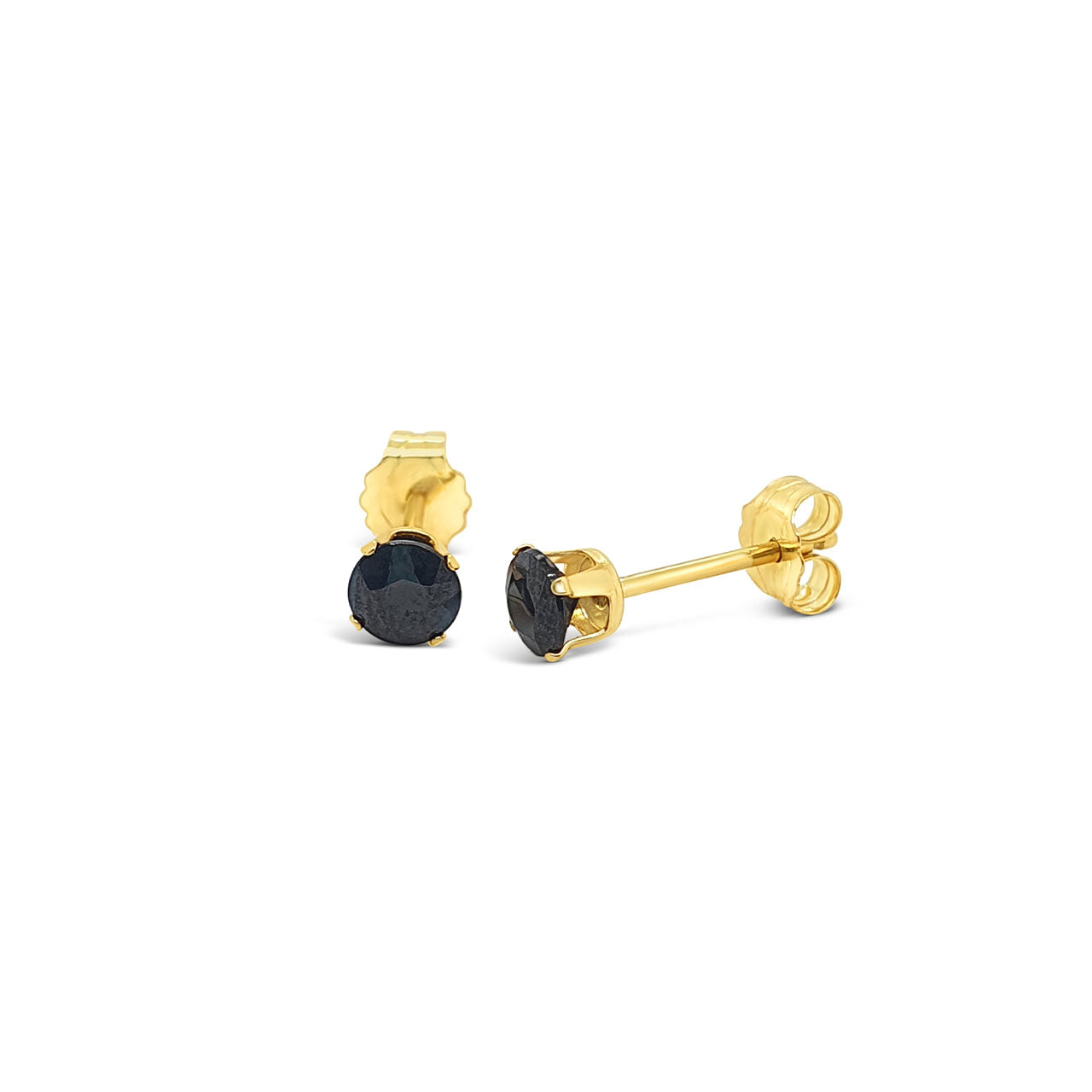 9k Yellow Gold 4mm Sapphire Stud Earrings