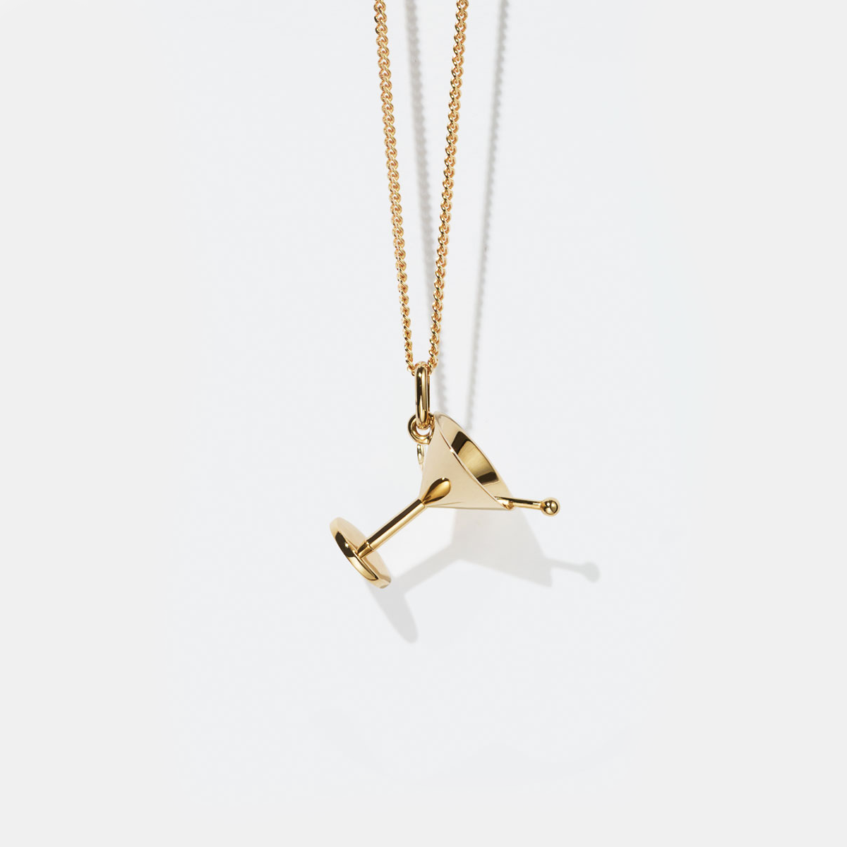 Sterling Silver Gold Plated Green Sapphire Martini Charm Necklace
