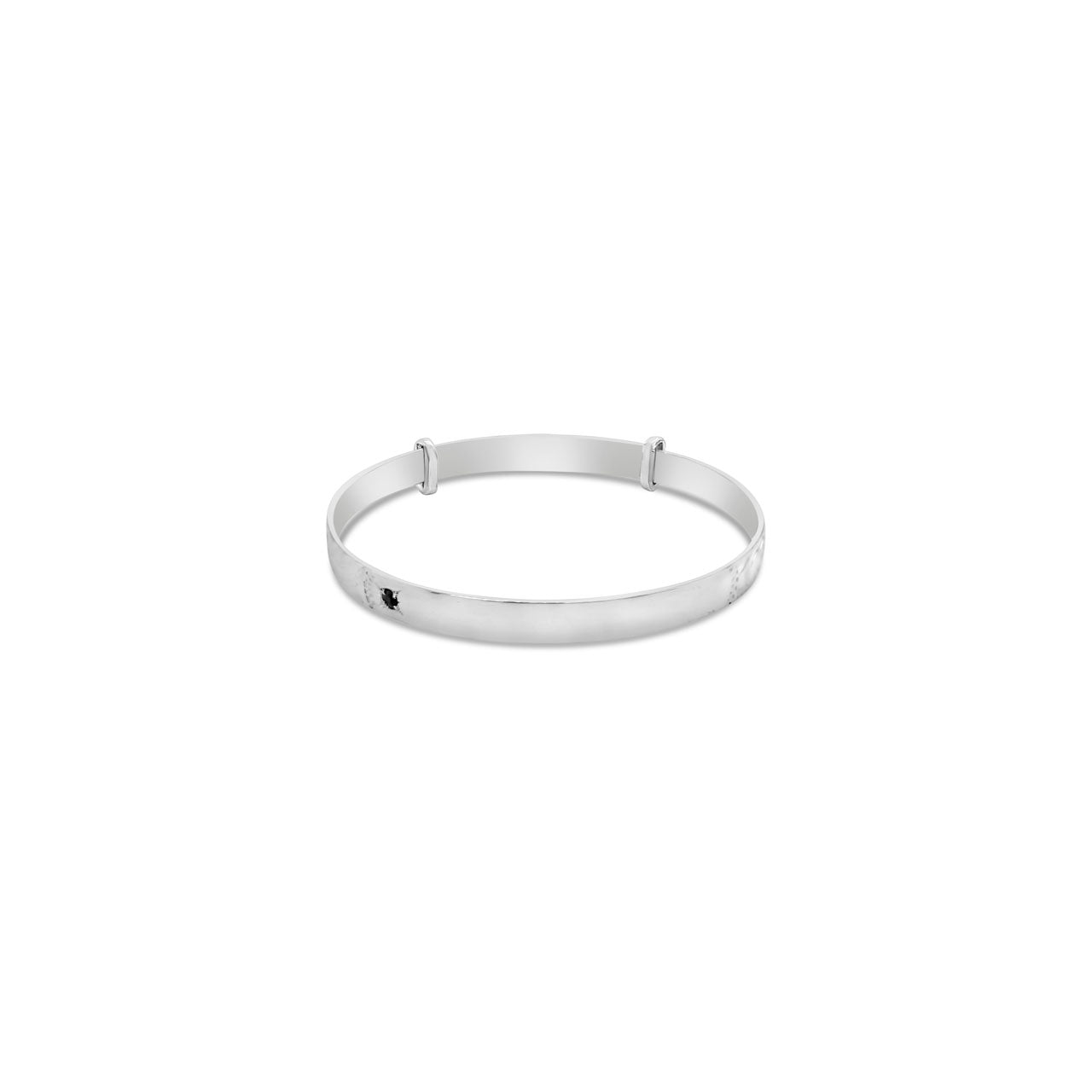 Sterling Silver Engraved Childrens Expandable Christening Bangle with Sapphire