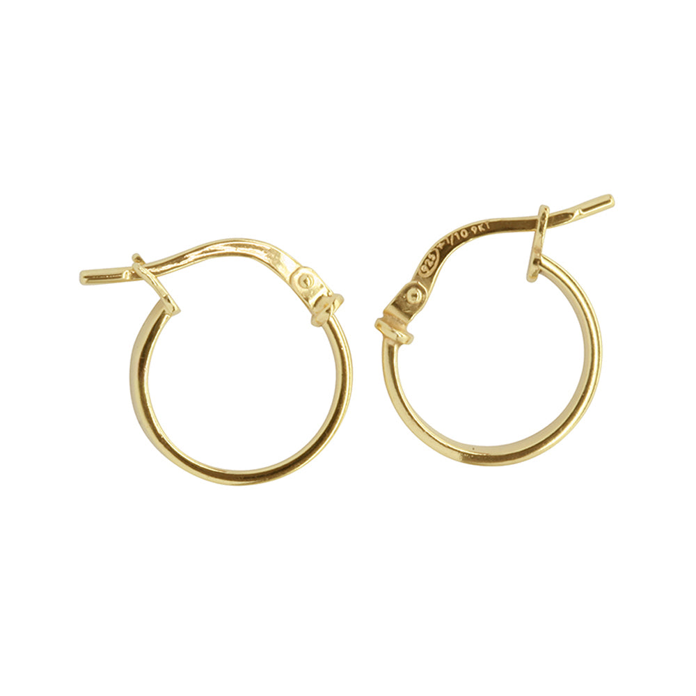 Tiny 1/2 Round Hoop Earrings - 9k Yellow Gold Silver Filled