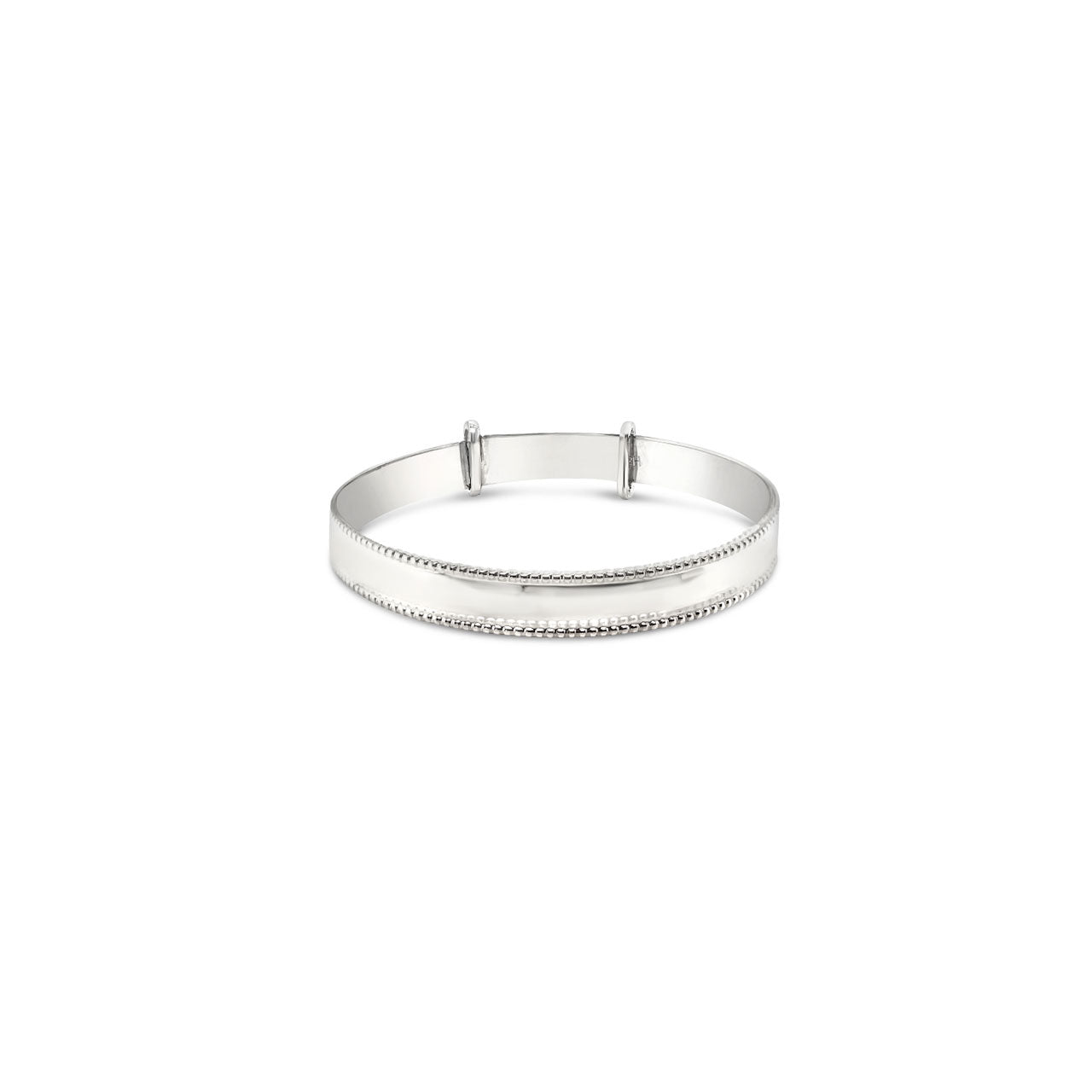 Sterling Silver Babies Beaded Edge Christening Expanding Bangle