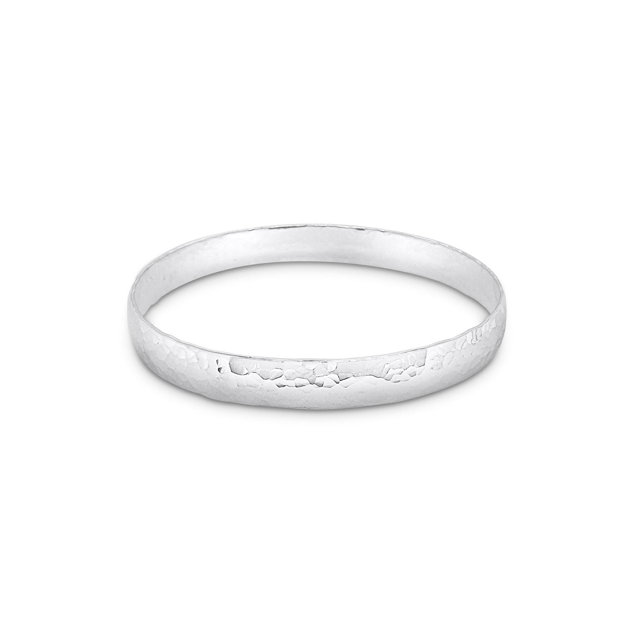 NZ Made 8mm Sterling Silver Hammered Bangle