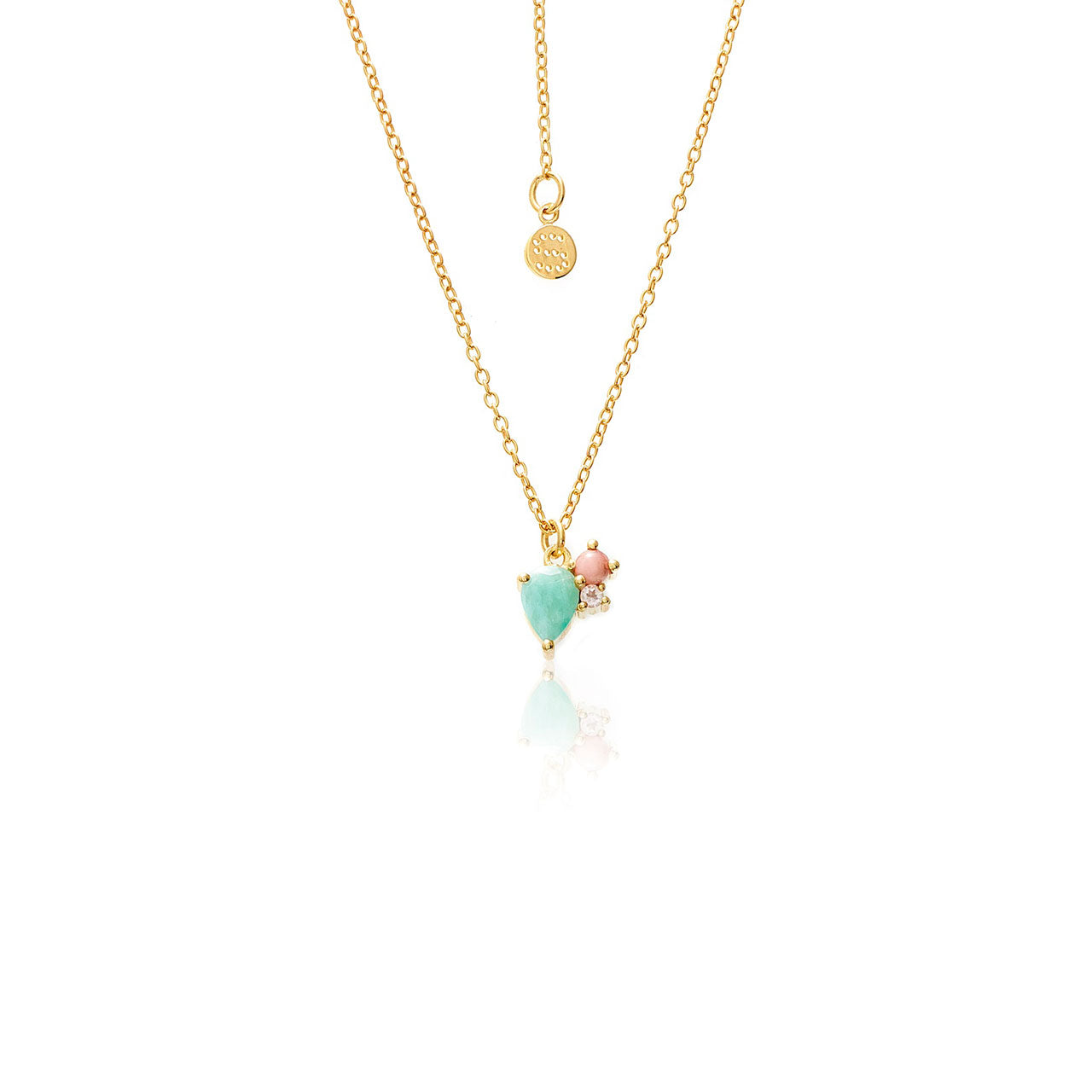 Bloom Necklace Amazonite, Rose Quartz, Pink Opal + Gold