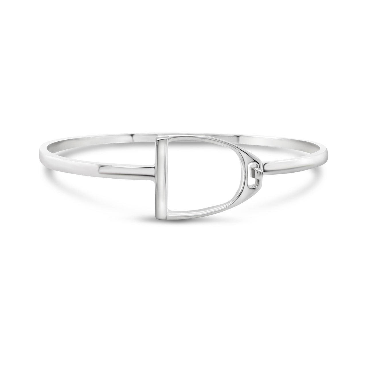 Sterling Silver Single Stirrup Clip Over Medium Bangle