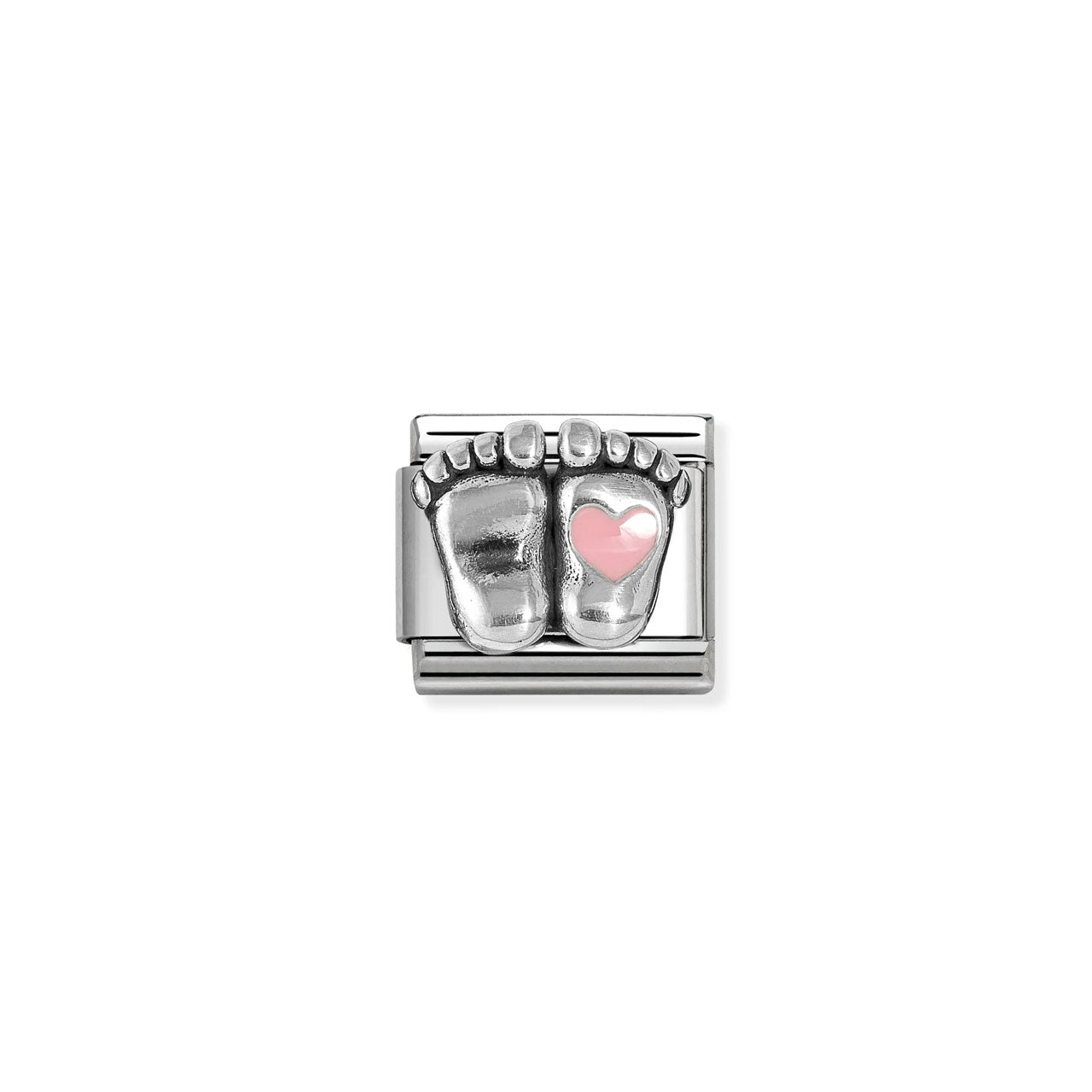 Composable Classic Link 330204/31 Baby Feet Pink Enamel In 925 Silver