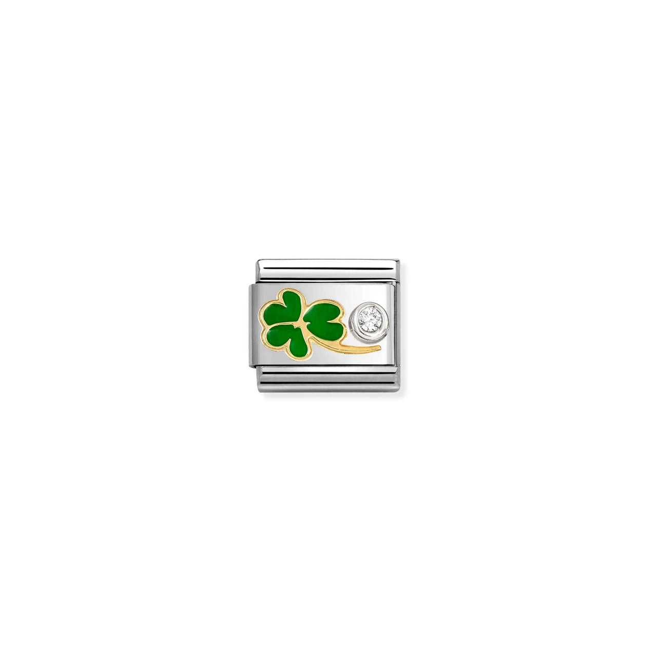 Composable Classic Link 630302/12 Green Clover In 18K Gold, Silver, Enamel & CZ