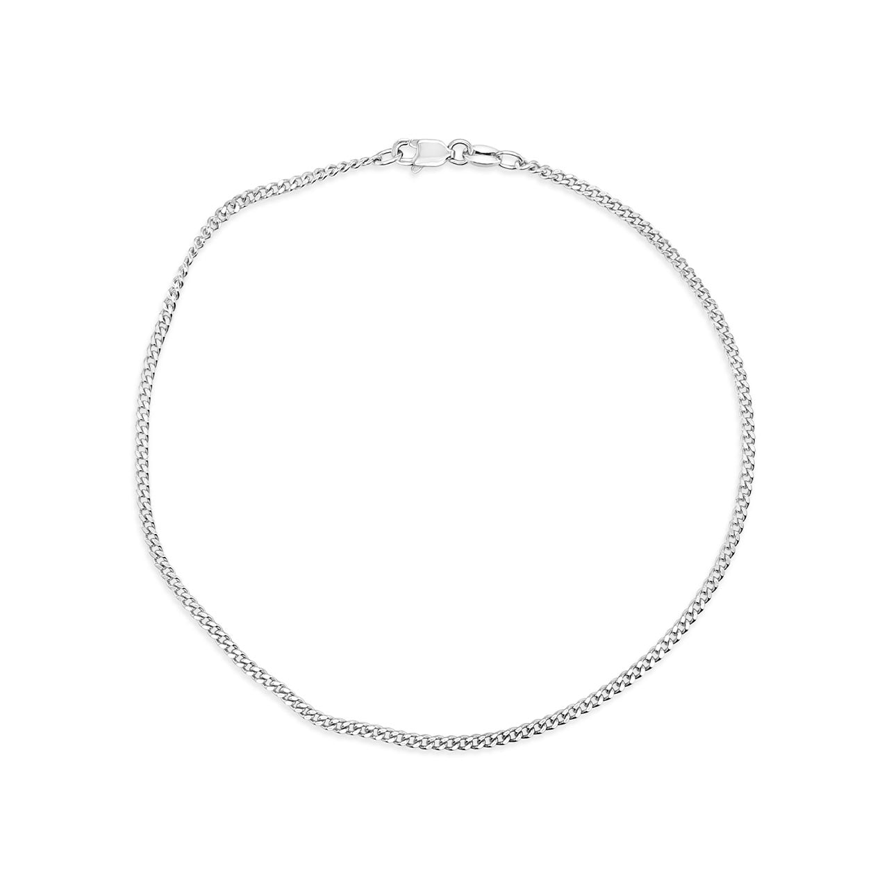25cm Sterling Silver CD60 Diamond Cut Curb Anklet