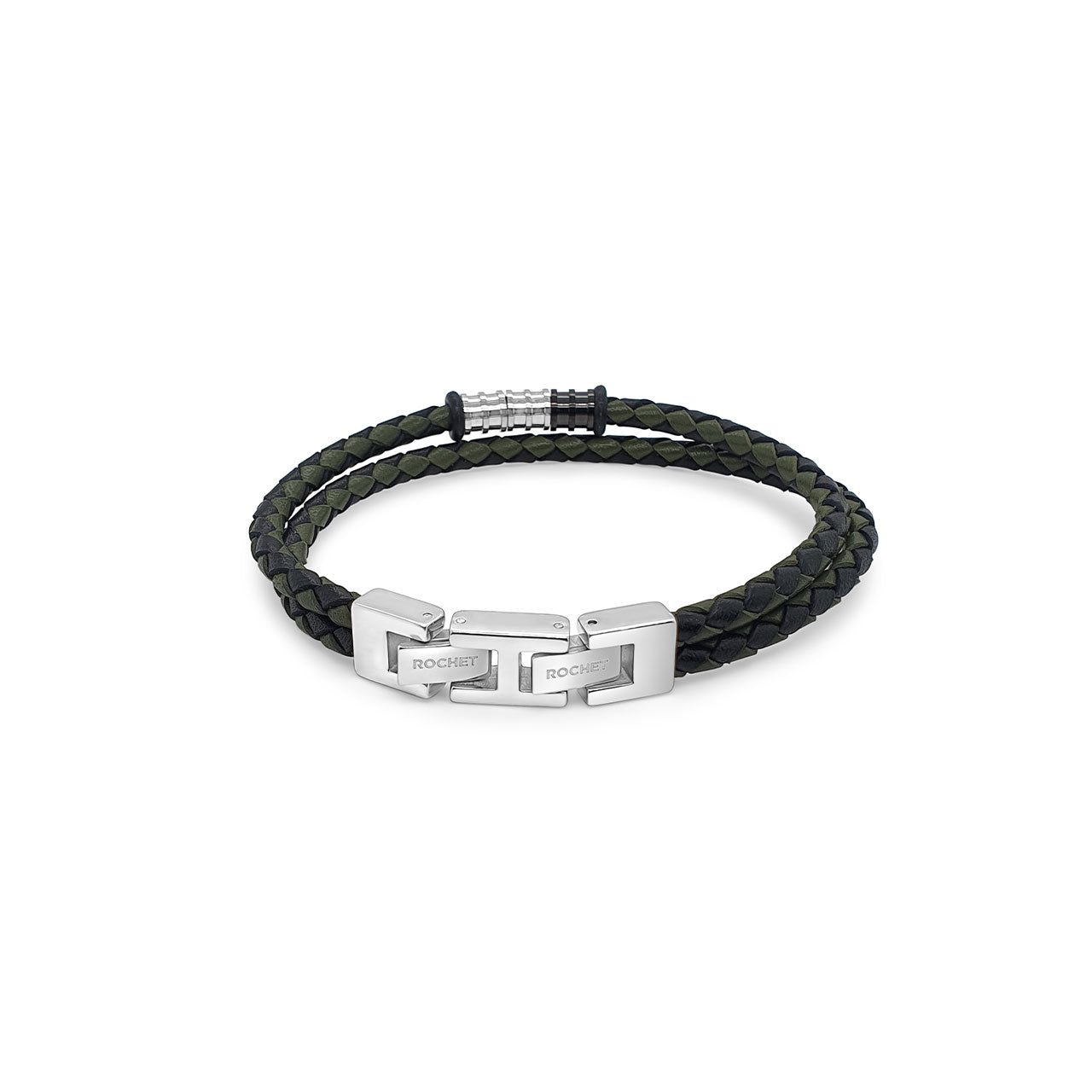 Gentlemen - 8mm Double Braid Green & Black Leather Bracelet