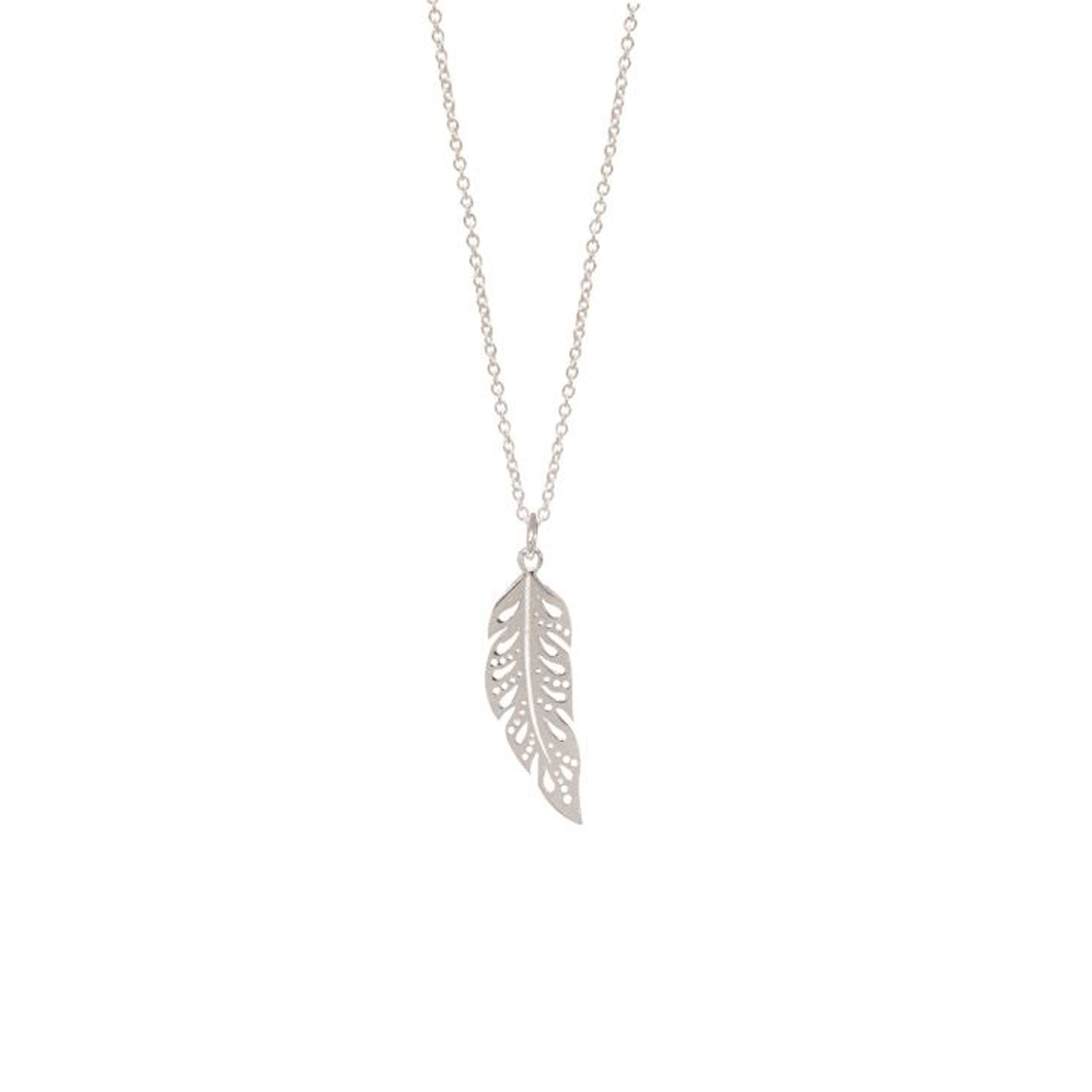 Sterling Silver Open Pattern Feather Pendant