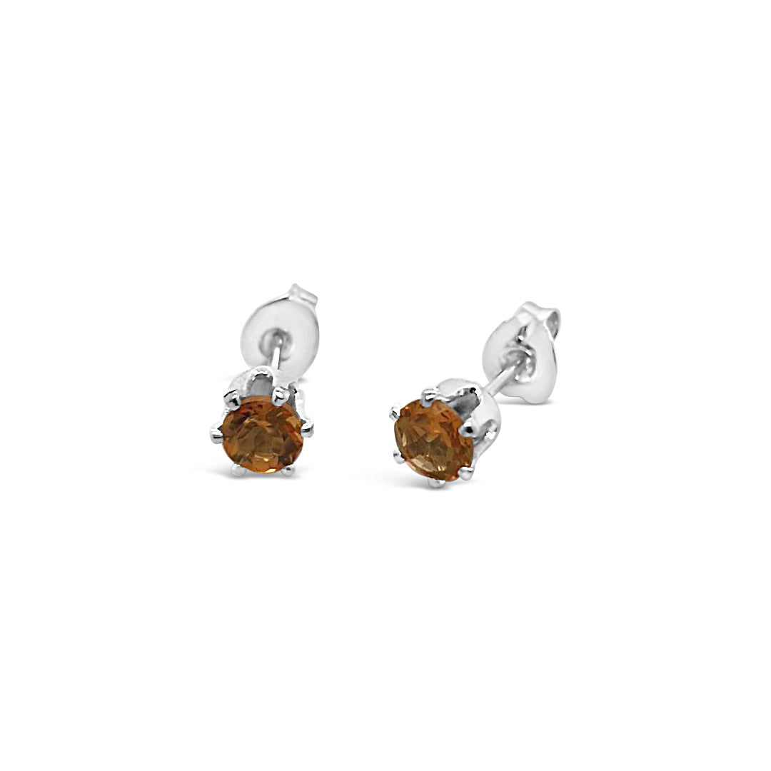 Sterling Silver 4mm Citrine Stud Earrings